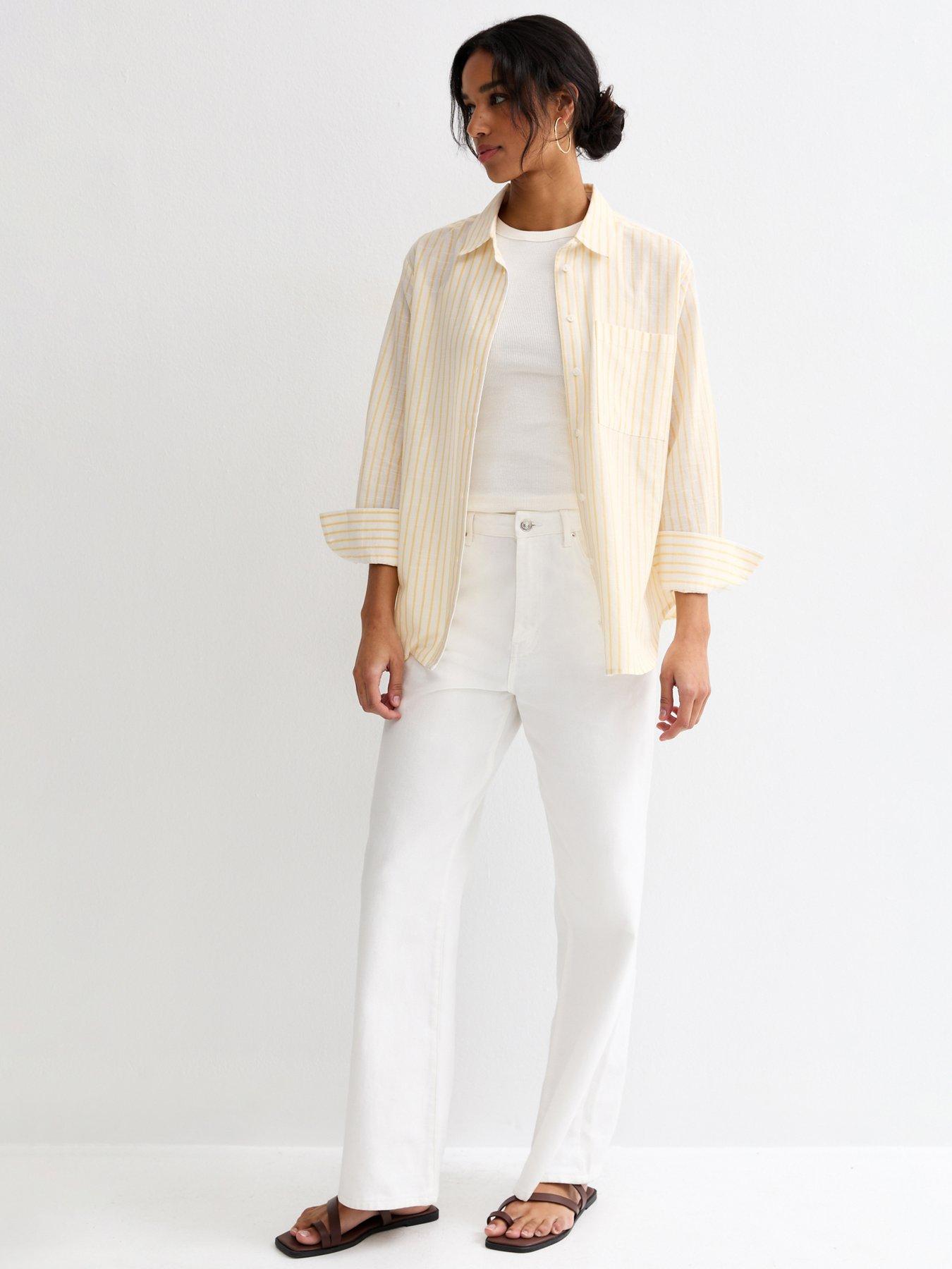 Image 4 of 6 of New Look Striped Cotton Shirt - Yellow