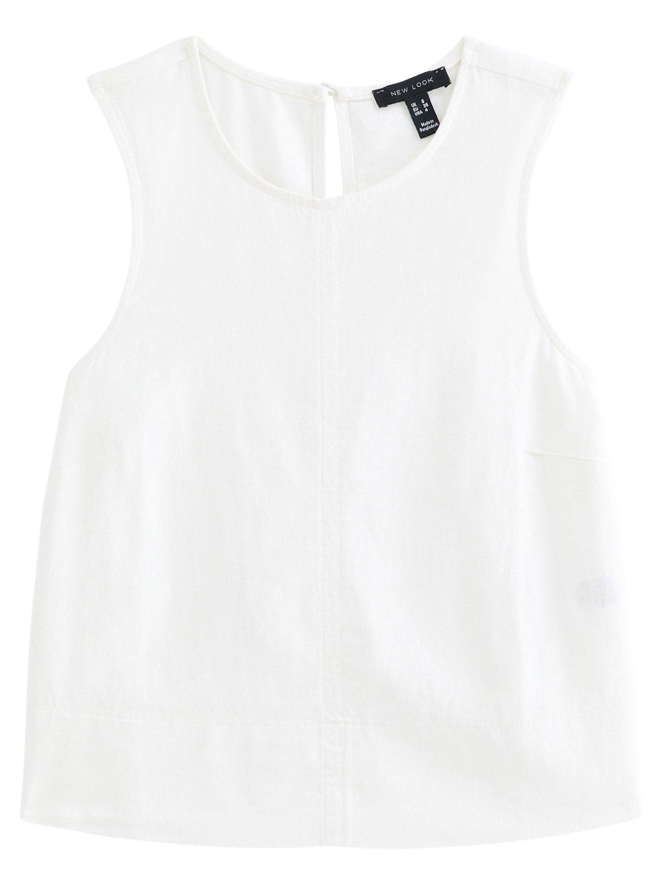 Image 5 of 6 of New Look Linen Blend Sleeveless Top - White