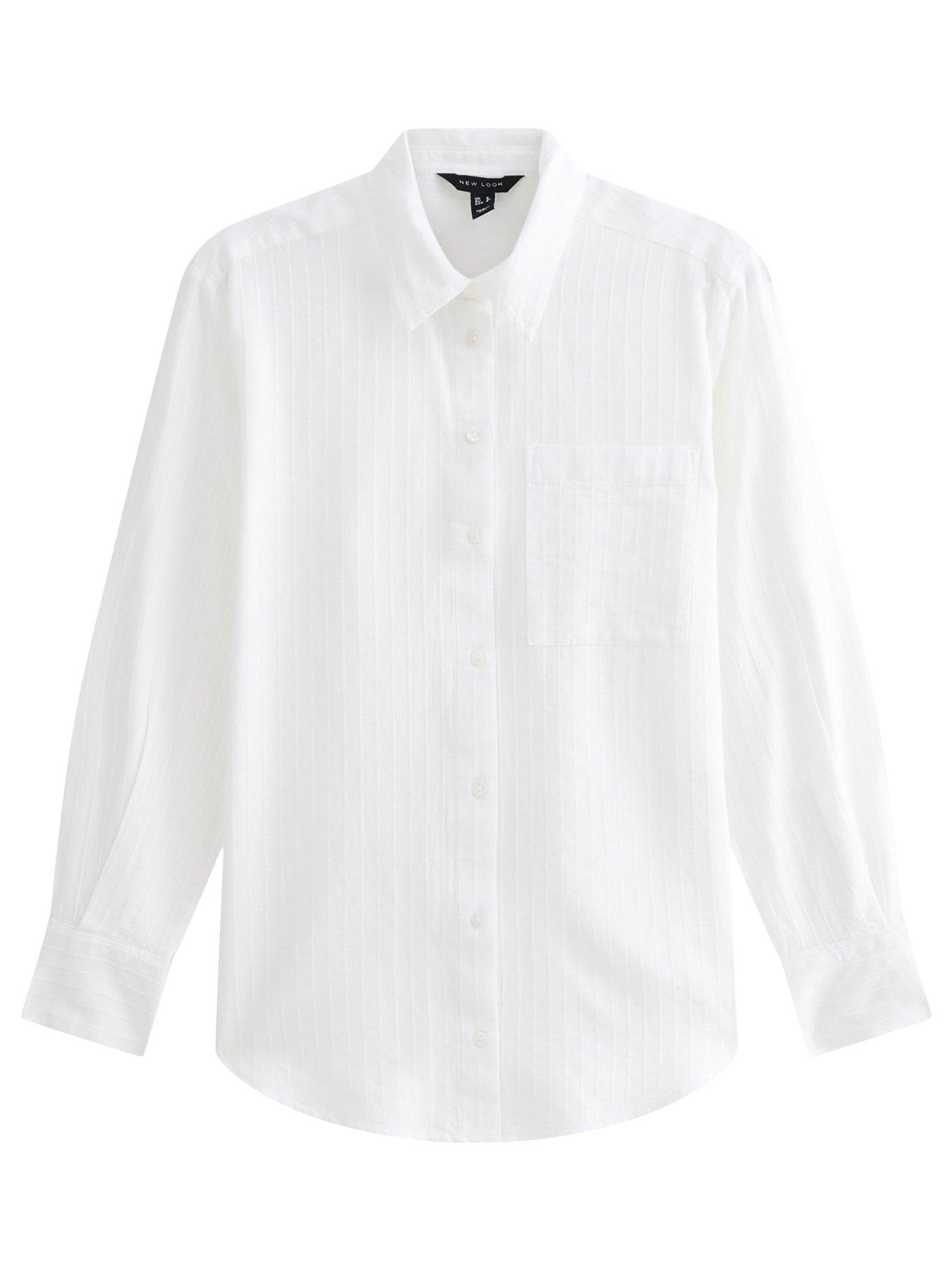Image 5 of 6 of New Look Stripe Long Sleeve Shirt - White