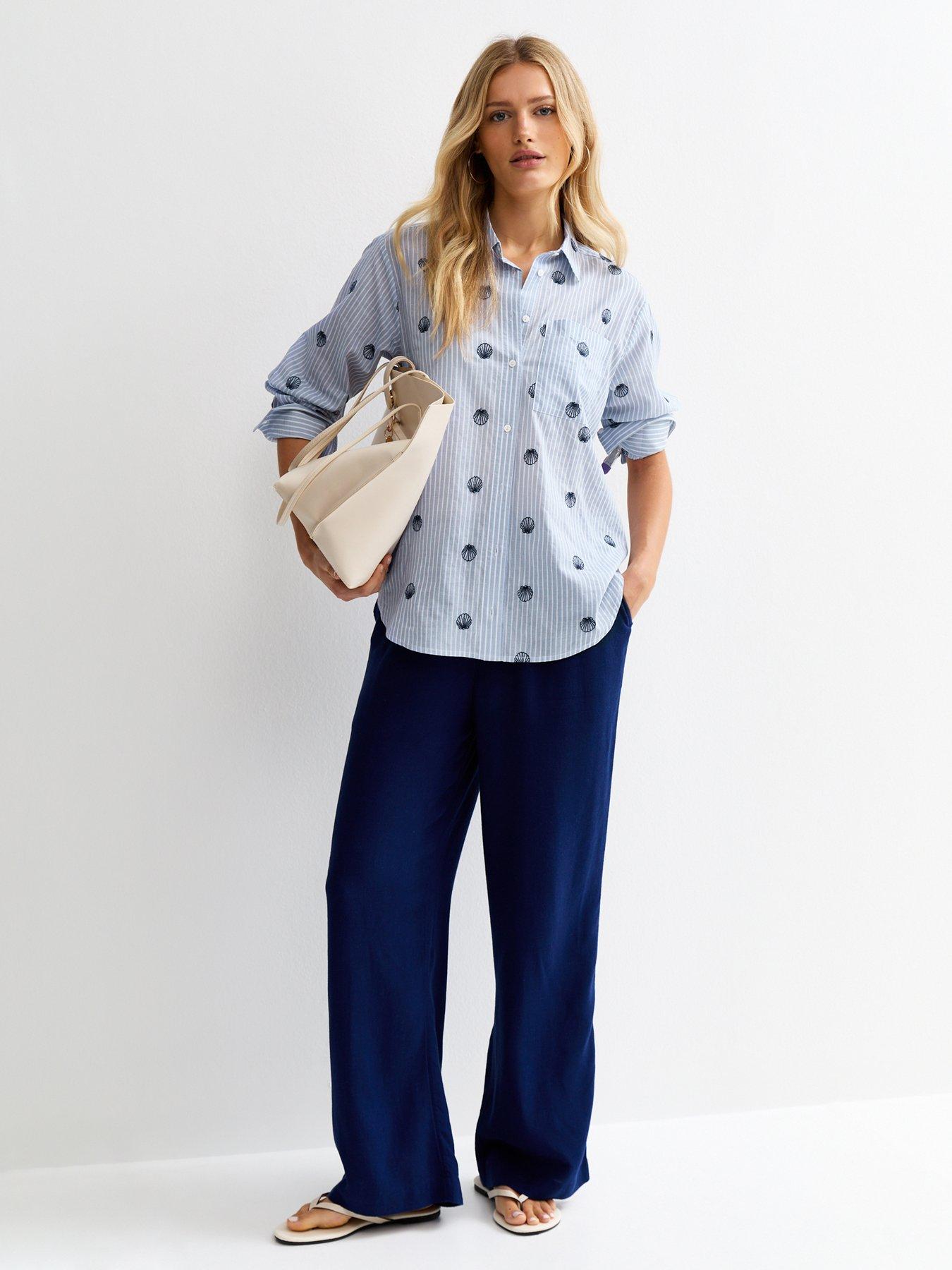 Image 3 of 5 of New Look Pinstripe Shell Shirt - Blue