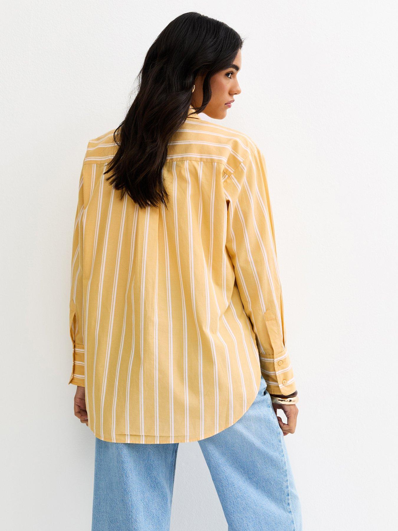 Image 2 of 4 of New Look Cotton Striped Button Up Shirt - Yellow