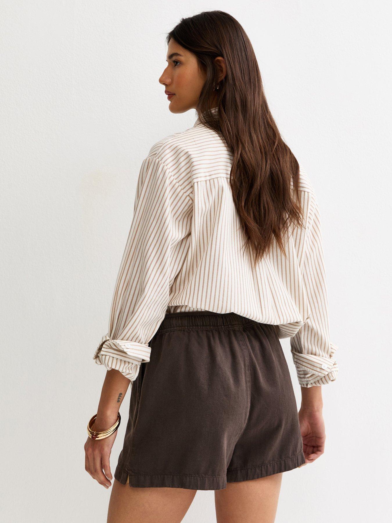 new-look-cotton-twill-pull-on-drawstring-shorts-dark-brownstillFront