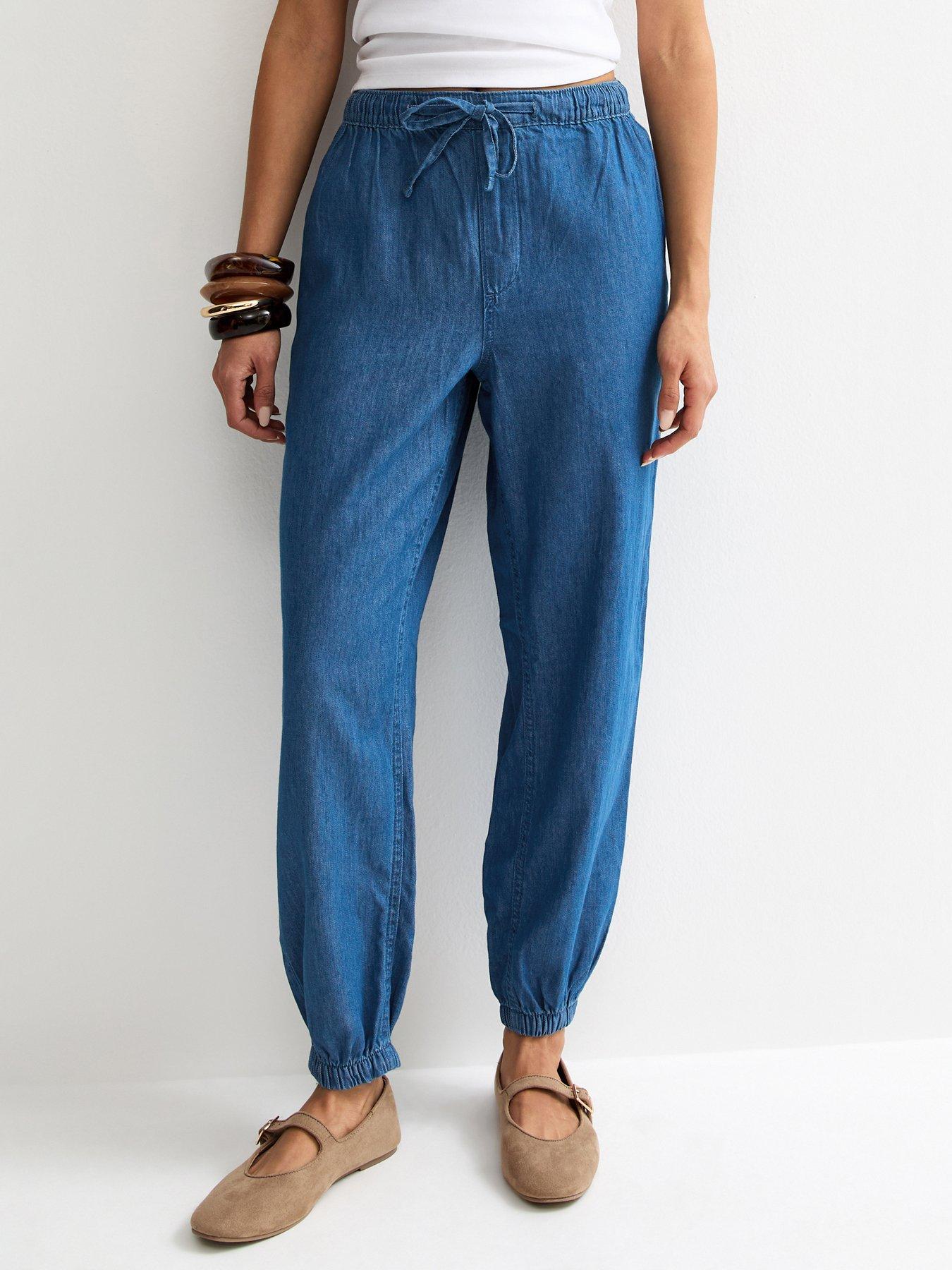 New Look Tapered Drawstring Trousers - Chambray Blue