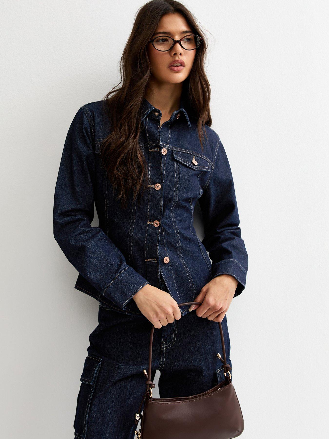 Image 1 of 6 of New Look Indigo Wash Cinched Denim Jacket