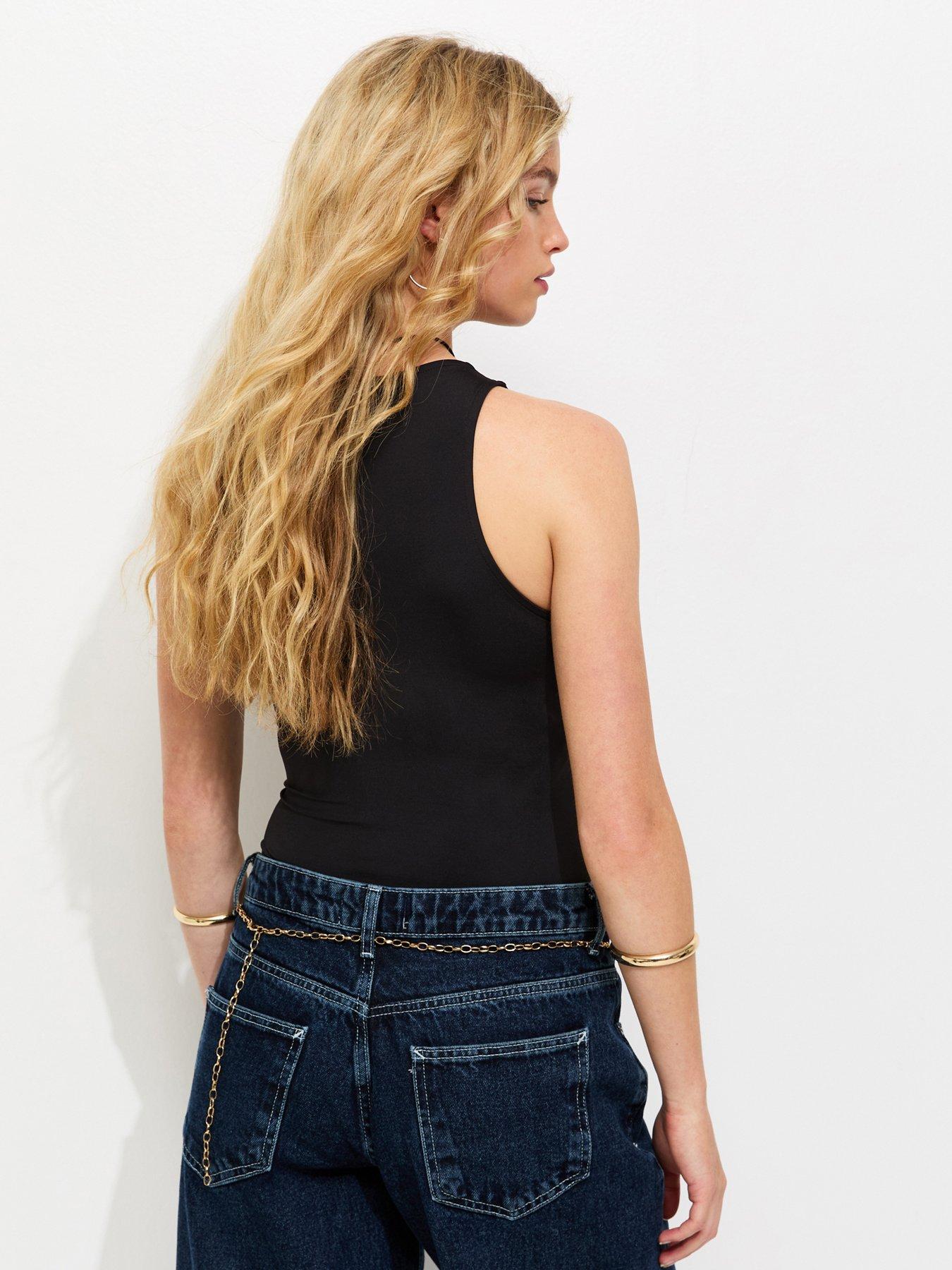 Image 2 of 5 of New Look Black Jersey Racer Bodysuit