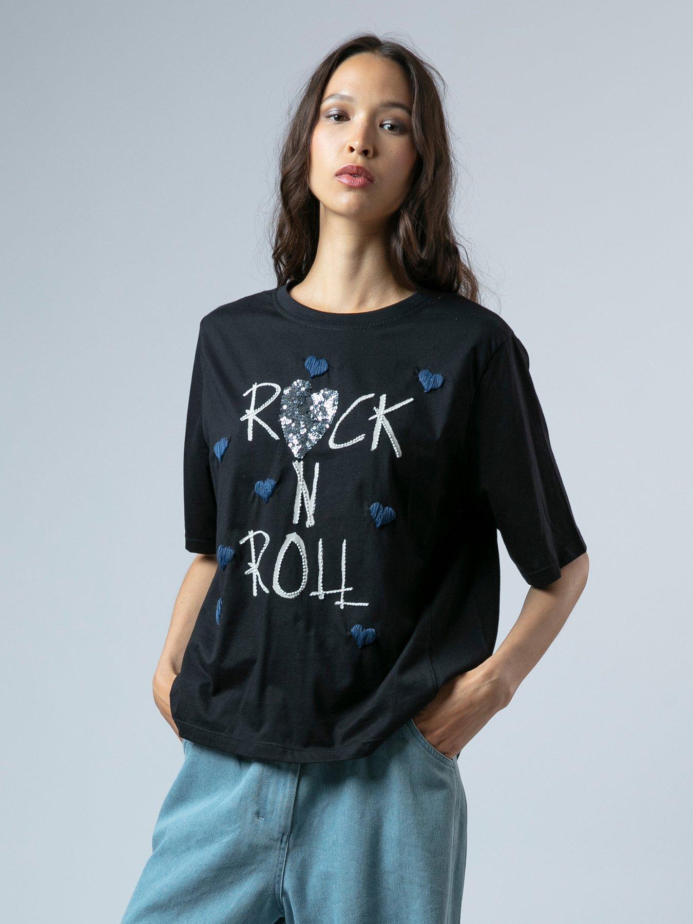 Image 1 of 6 of Religion Bella Relaxed T-Shirt - Black