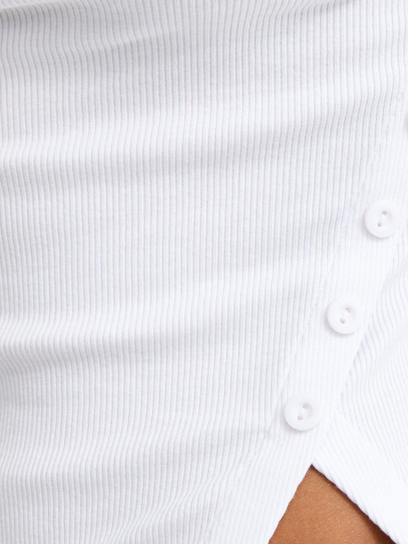 Image 5 of 5 of New Look White Asymmetric Hem Button Side Vest Top