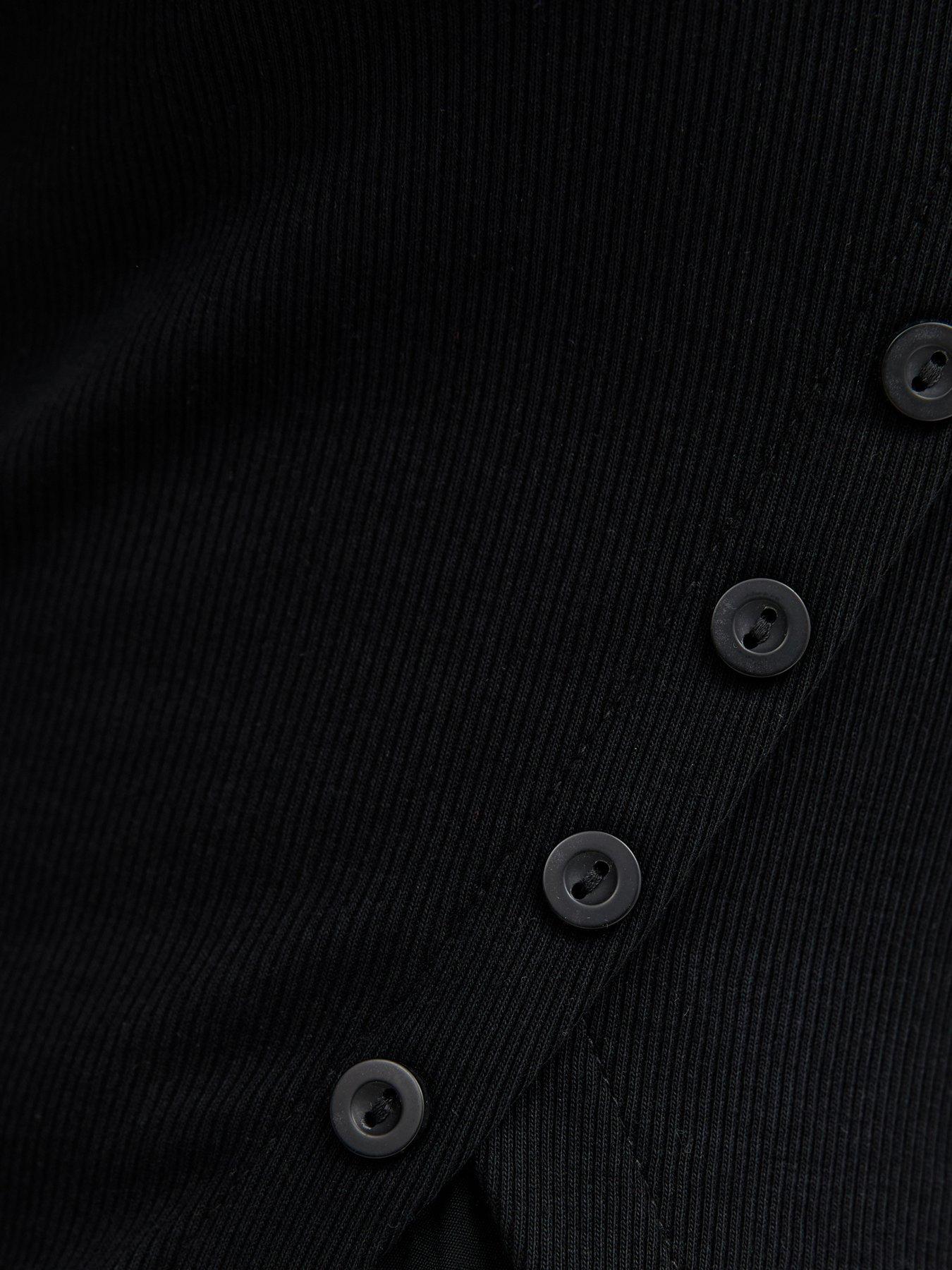 Image 5 of 5 of New Look Black Asymmetric Hem Button Side Vest Top