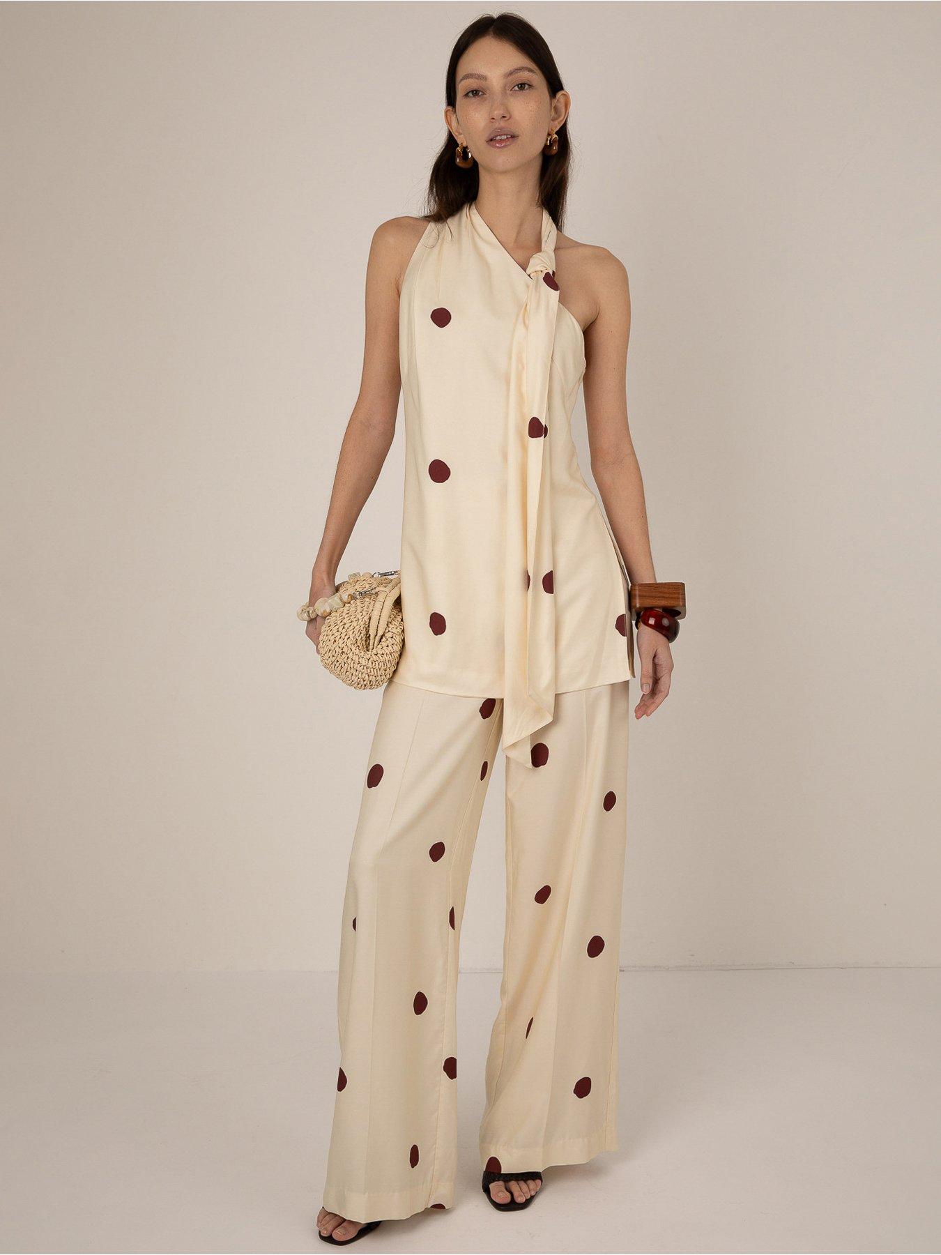 Vi.ve.re Rebecca Spot One Shoulder Top - Cream