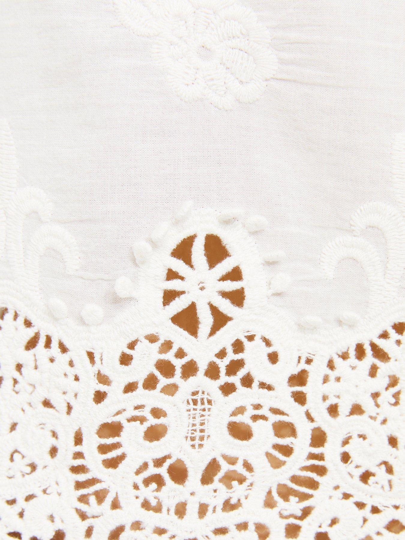 Image 5 of 5 of New Look Off White Cotton Embroidered Sleeveless Top