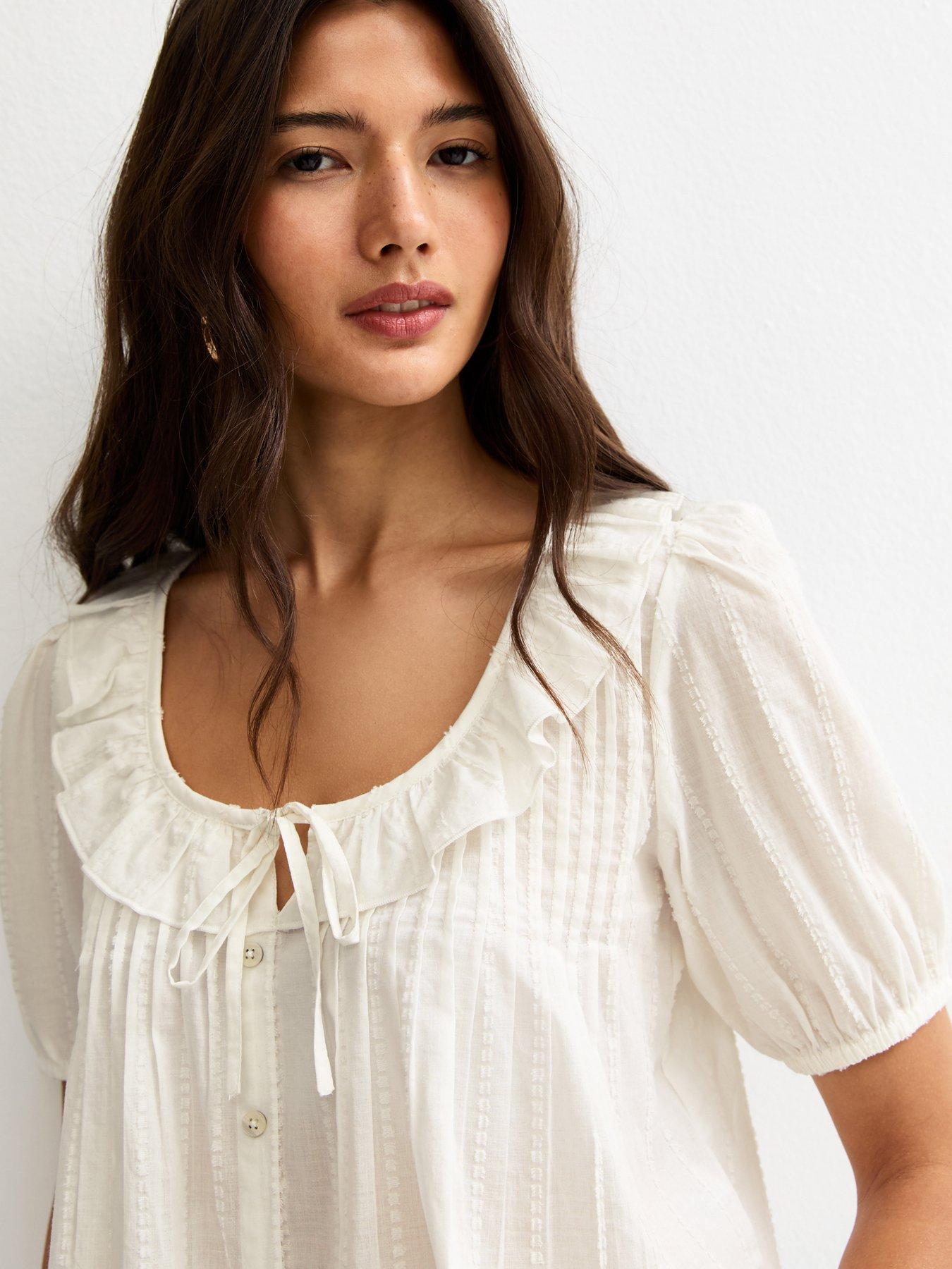 new-look-dobby-stripe-tie-bow-blouse-whiteoutfit