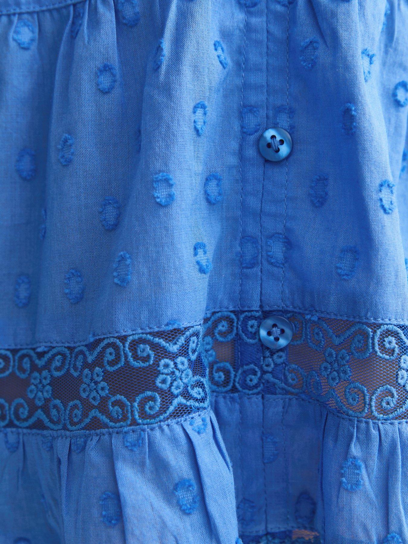Image 5 of 5 of New Look Speckled Lace Tea Blouse - Blue