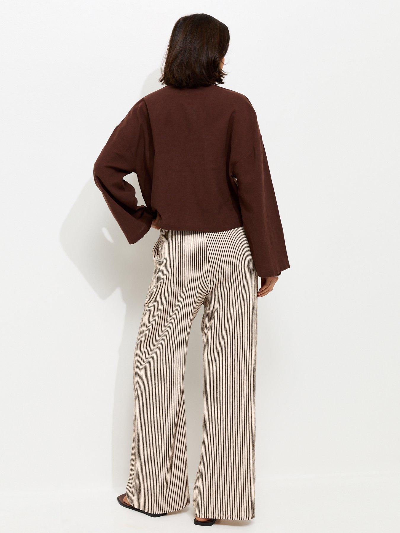 new-look-thin-stripe-crinkle-texture-wide-leg-trousers-brownstillFront
