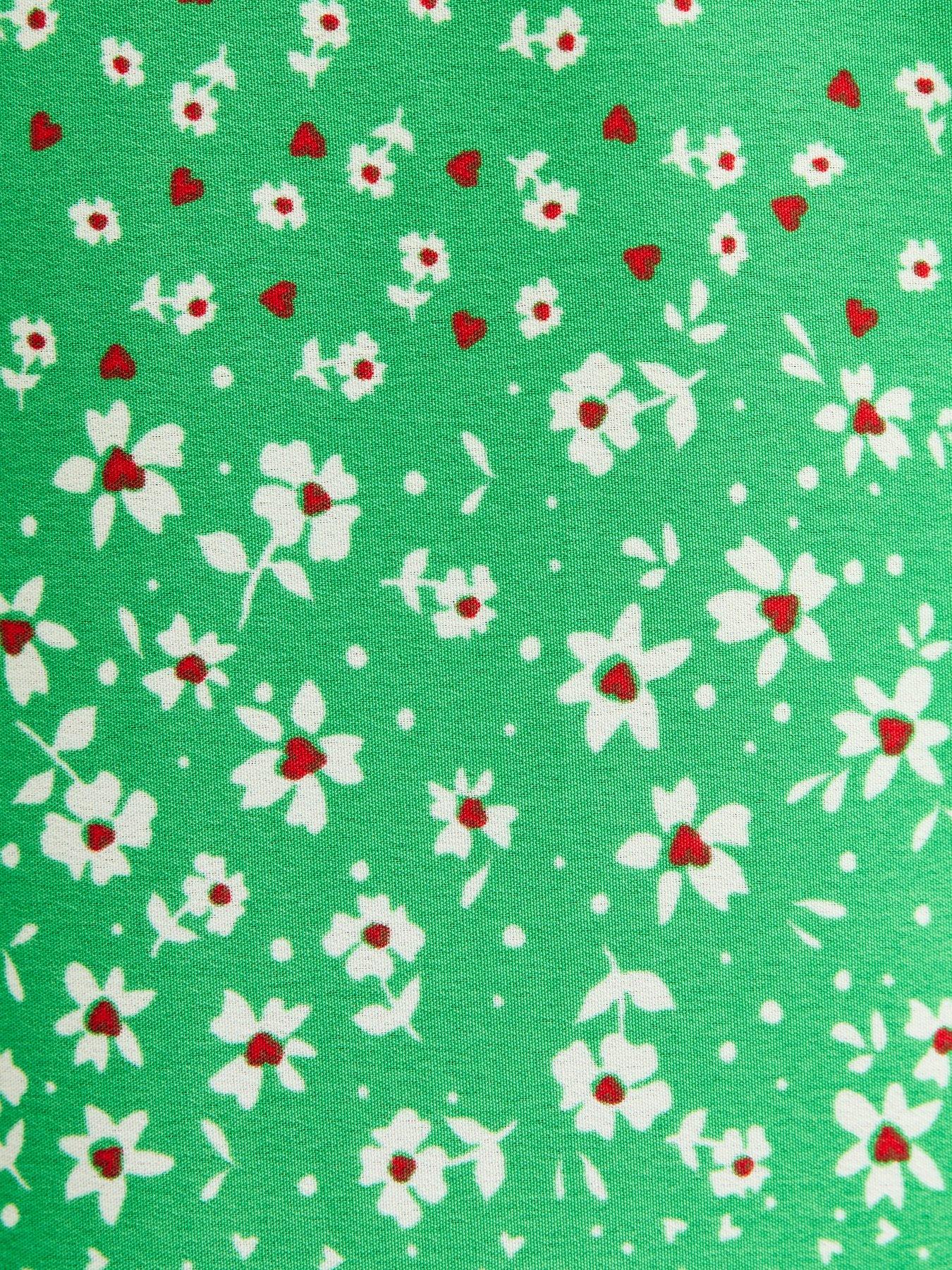 Image 5 of 5 of New Look Floral Flutter Sleeve Midi Dress - Green