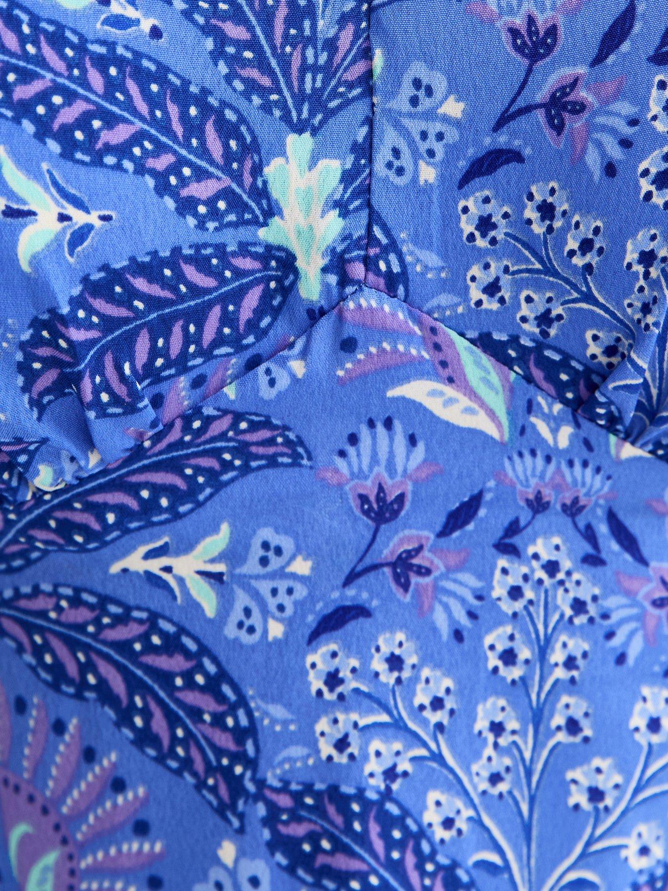 Image 5 of 5 of New Look Patterned Tie Sleeve Mini Dress - Blue