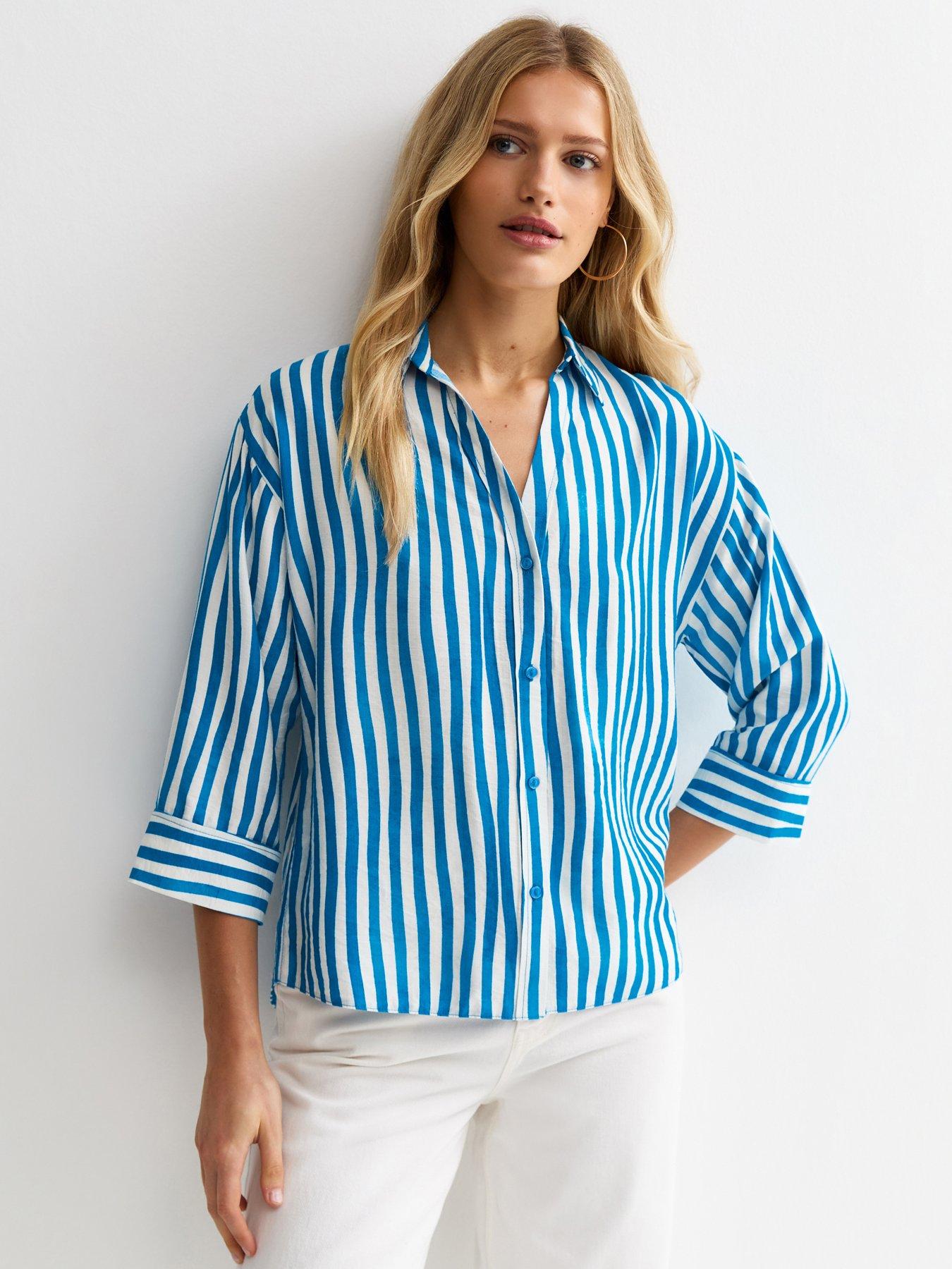 new-look-striped-34-sleeve-shirt-bluefront