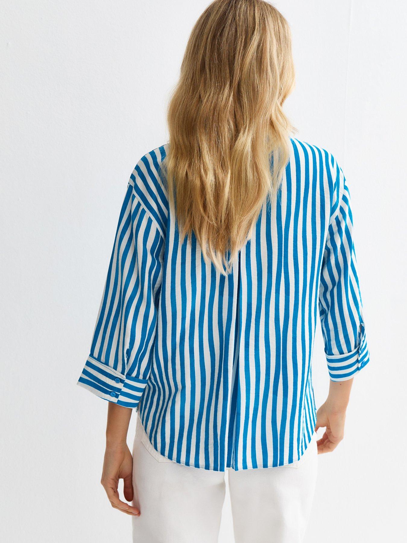 new-look-striped-34-sleeve-shirt-bluestillFront