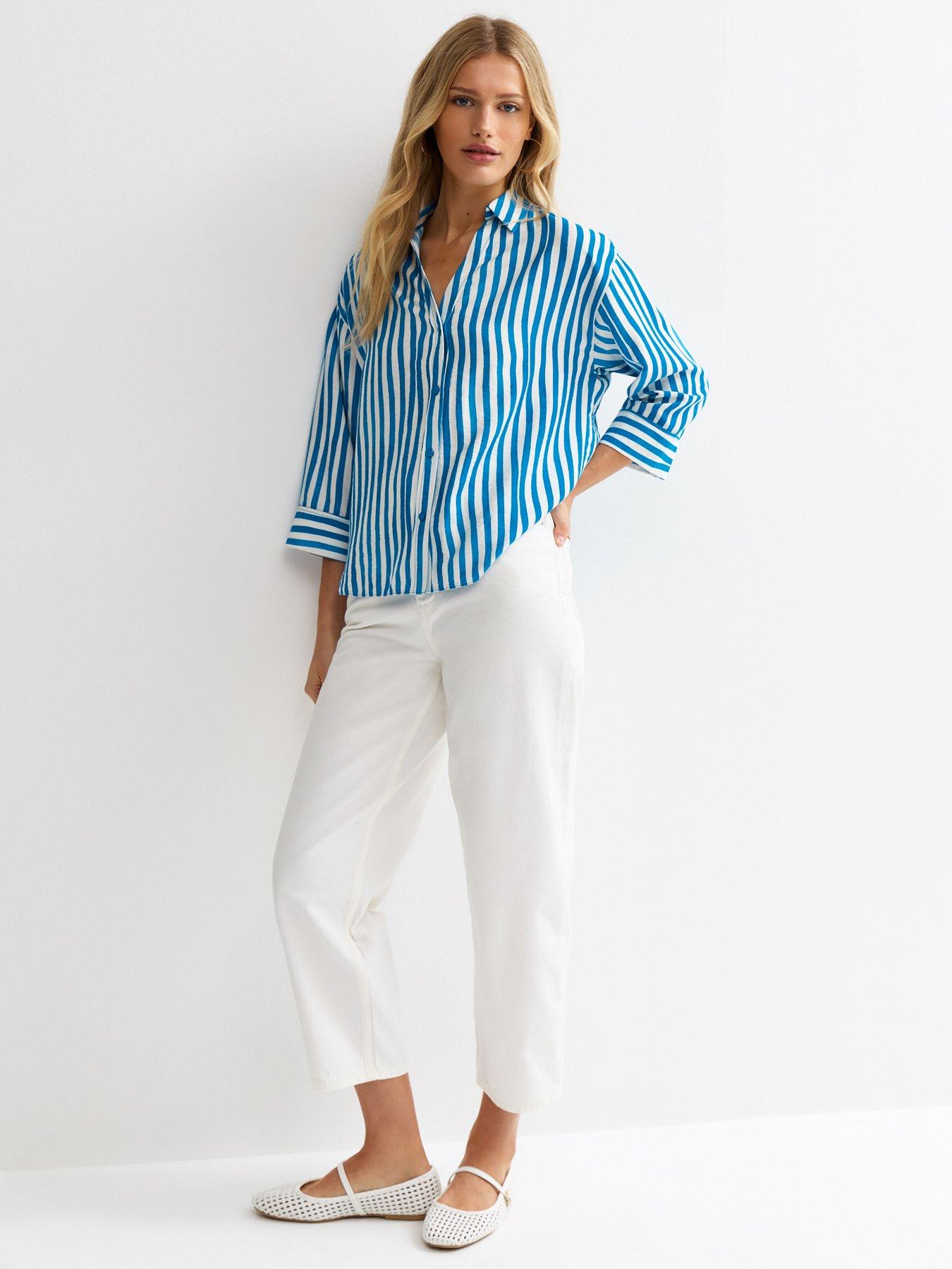 new-look-striped-34-sleeve-shirt-blueback