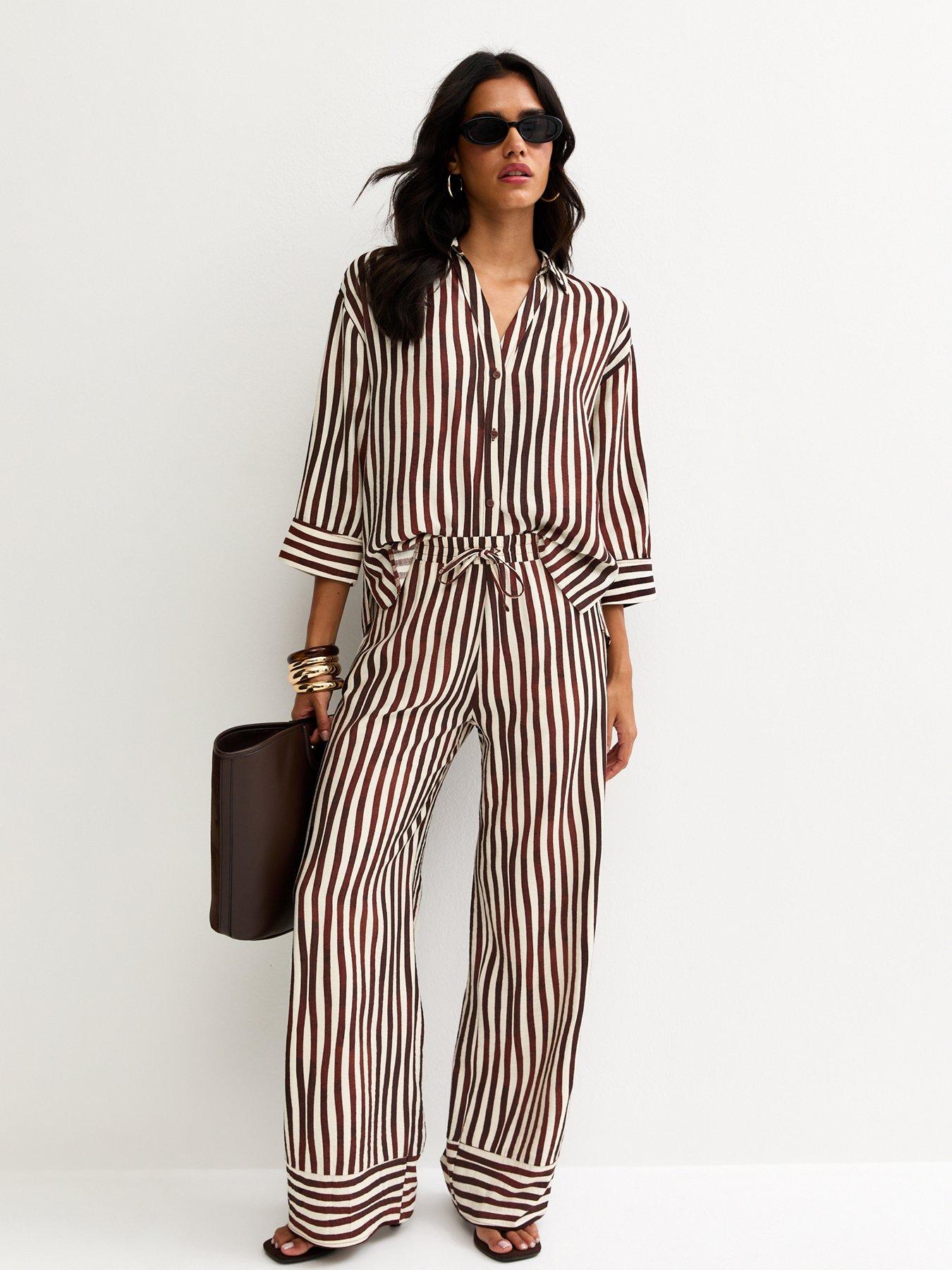 new-look-striped-34-sleeve-shirt-dark-brownback