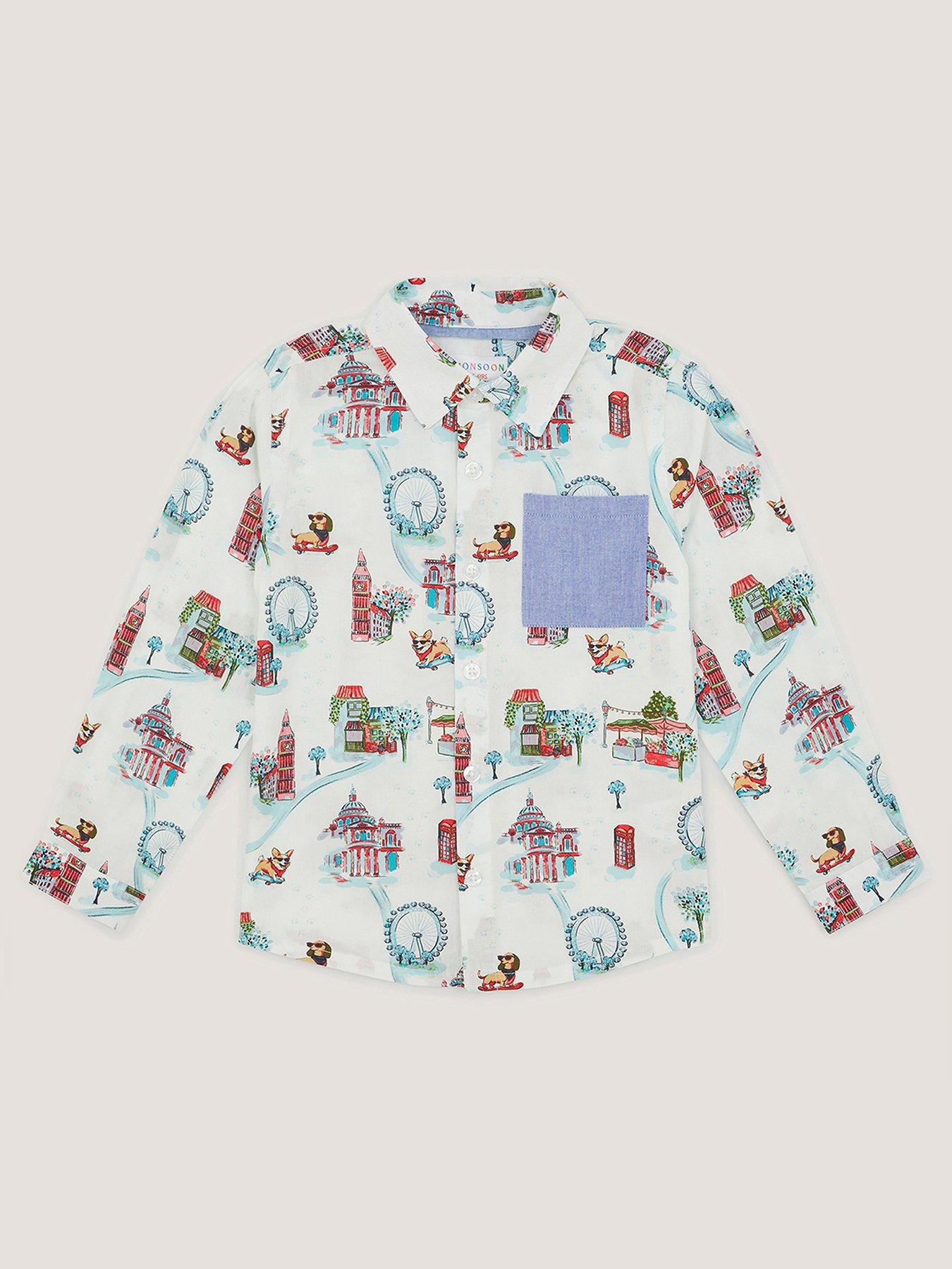 Image 2 of 4 of Monsoon Boys London Shirt With Pocket - White