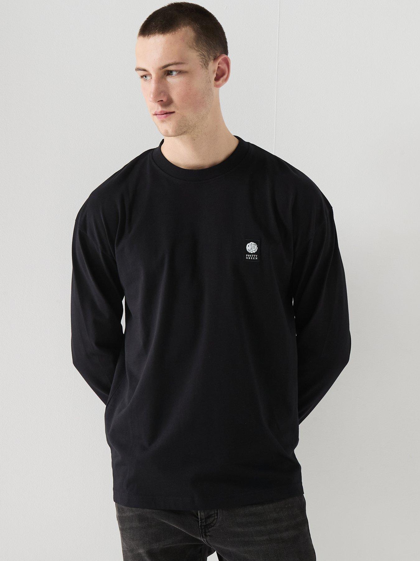 Pretty Green Pretty Green Brennan Long Sleeve T-shirt - Black