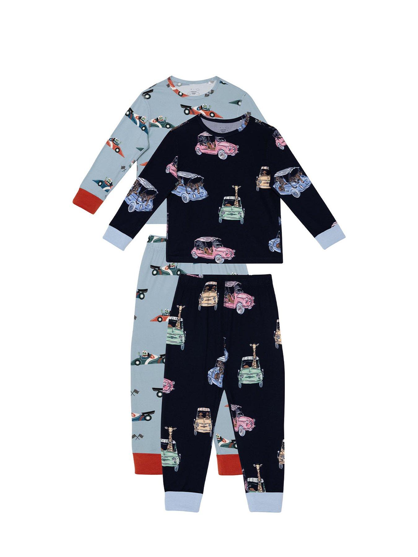 CHELSEA PEERS Kids 2 Pack Vehicles Long Sleeve Crew Neck Pyjamas - Blue