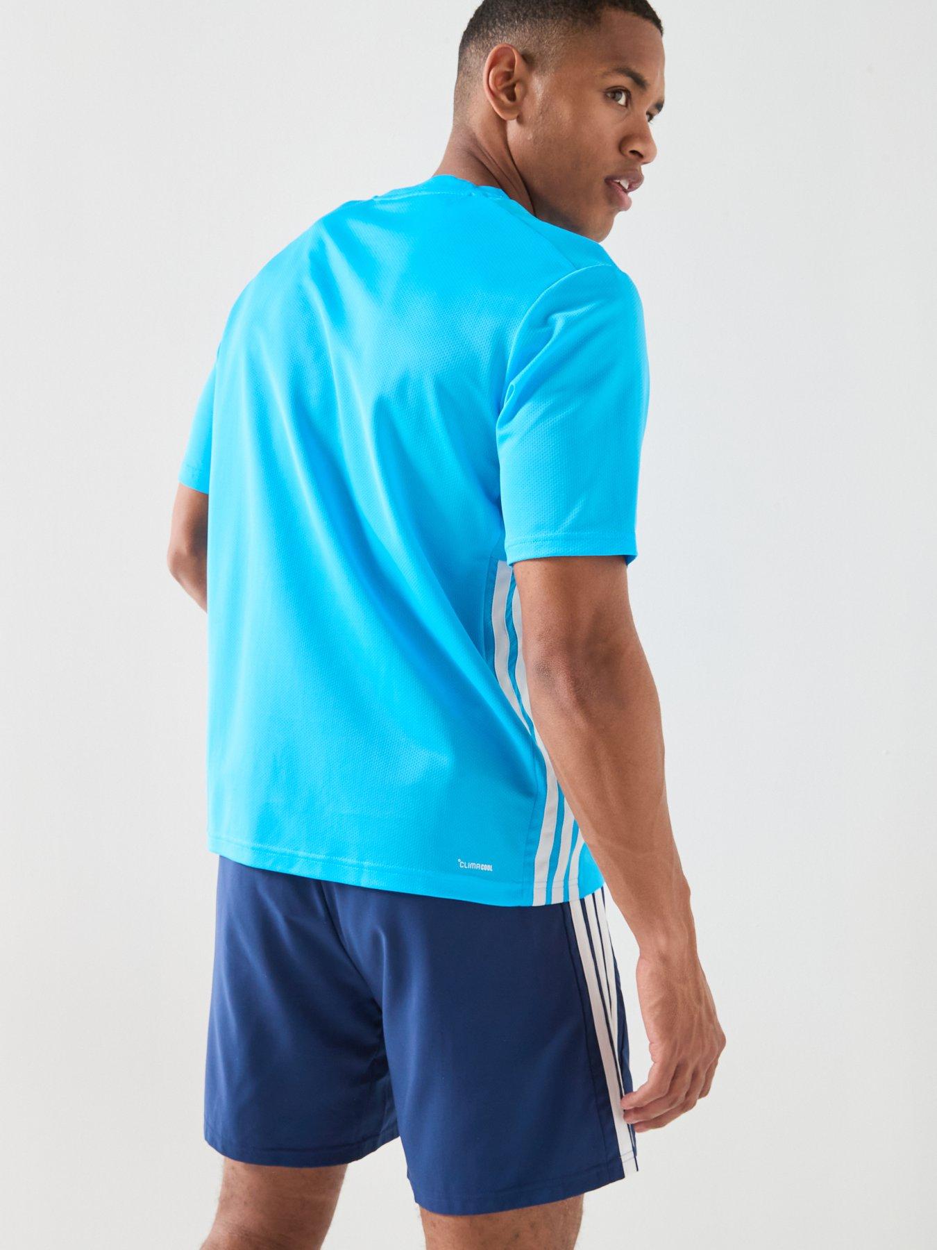 Image 2 of 6 of adidas Mens Training Workout Essentials Base 3-stripe T-shirt - Blue