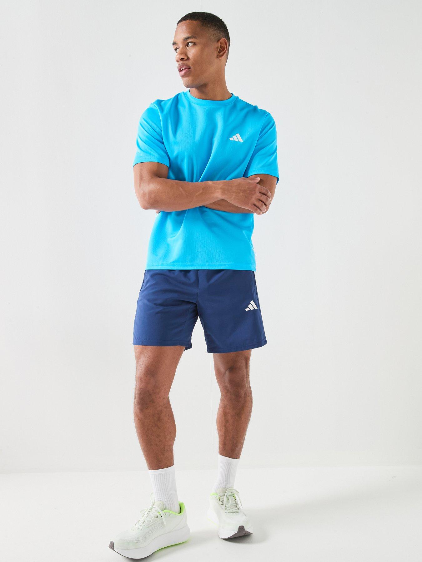 Image 3 of 6 of adidas Mens Training Workout Essentials Base 3-stripe T-shirt - Blue