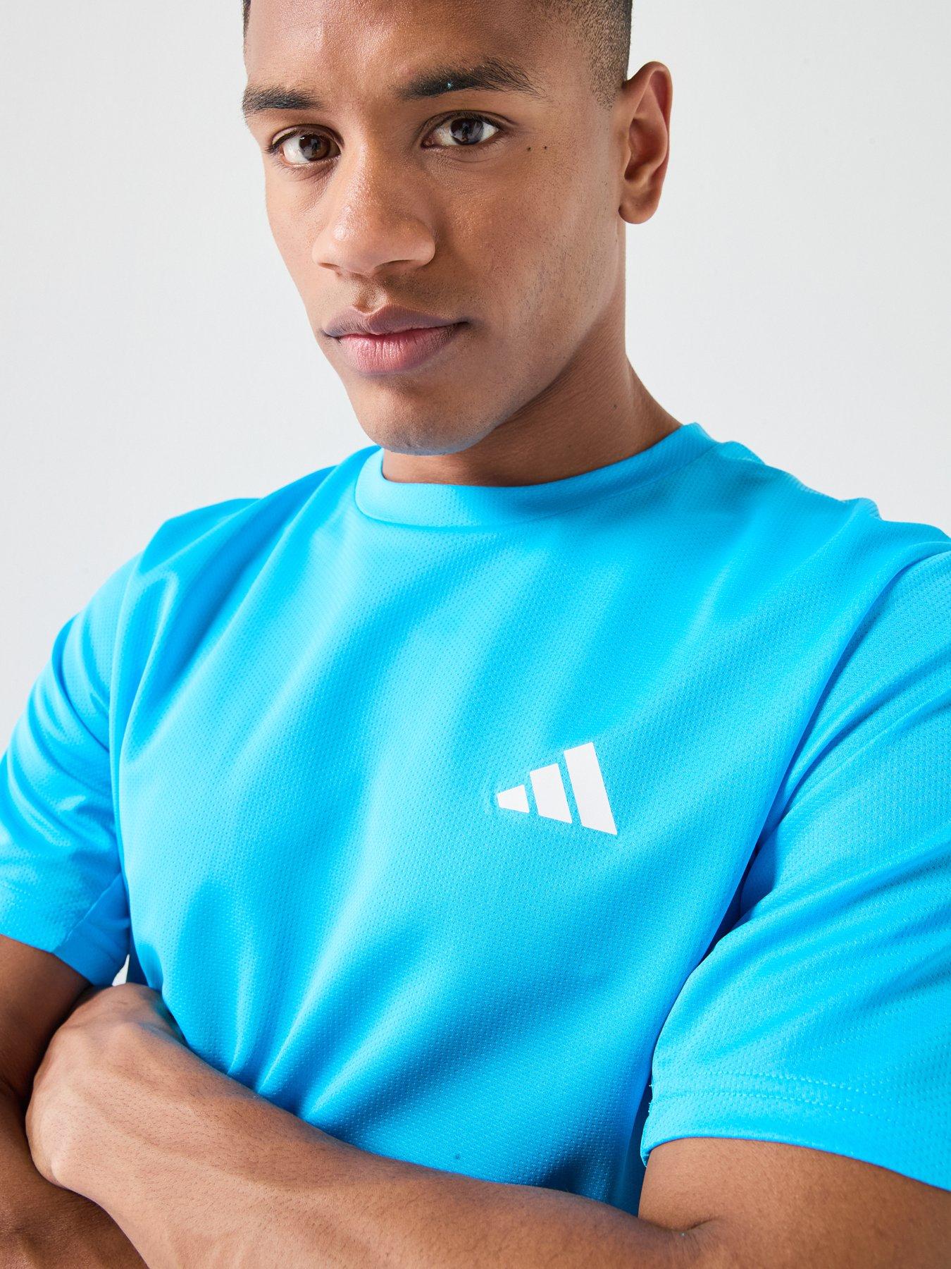 Image 4 of 6 of adidas Mens Training Workout Essentials Base 3-stripe T-shirt - Blue