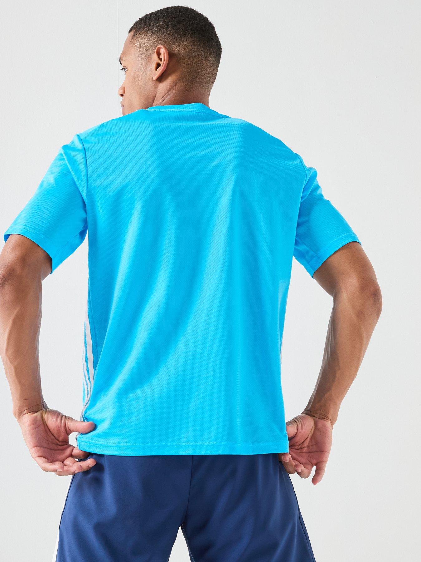 Image 5 of 6 of adidas Mens Training Workout Essentials Base 3-stripe T-shirt - Blue