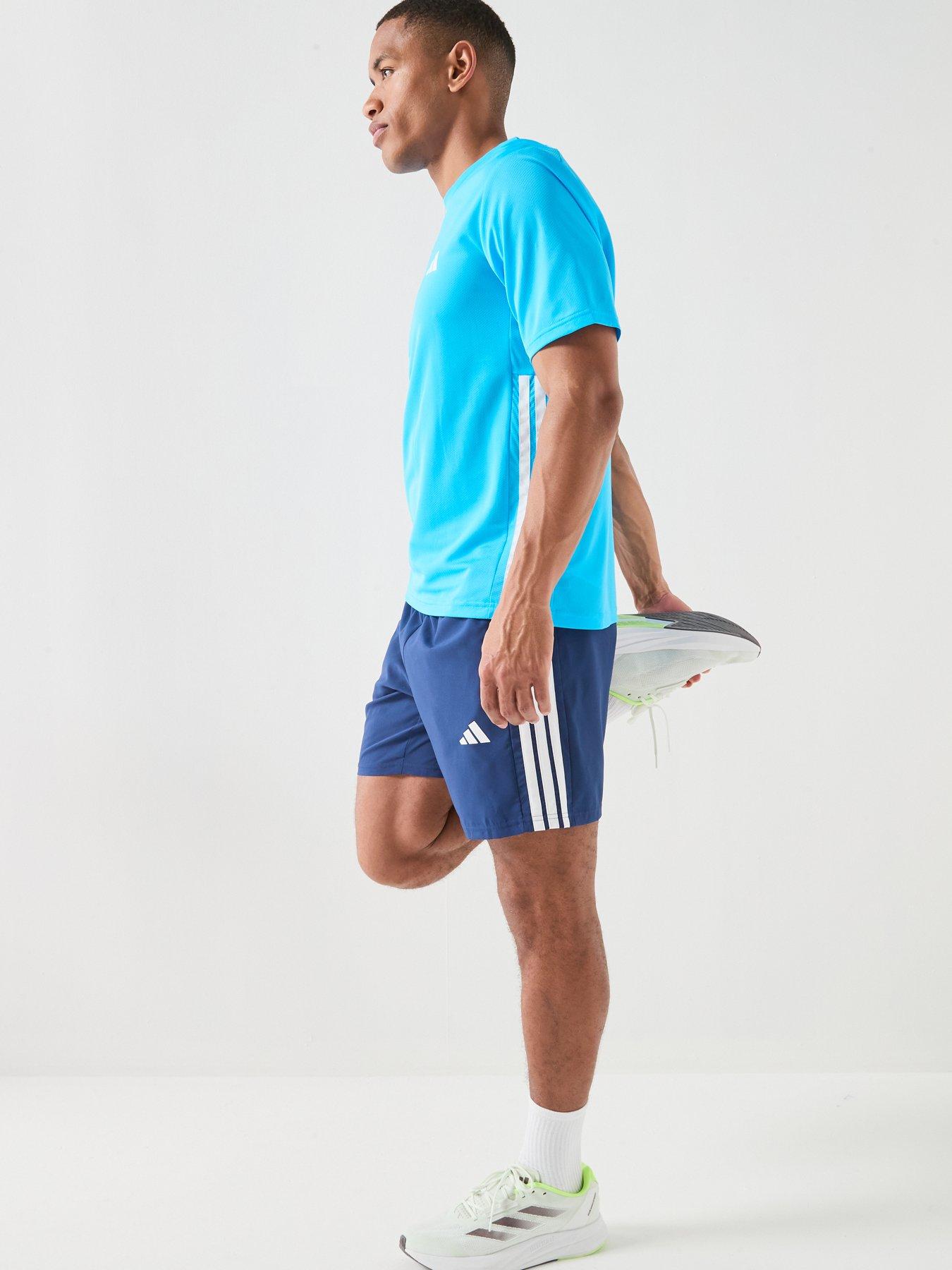 Image 6 of 6 of adidas Mens Training Workout Essentials Base 3-stripe T-shirt - Blue