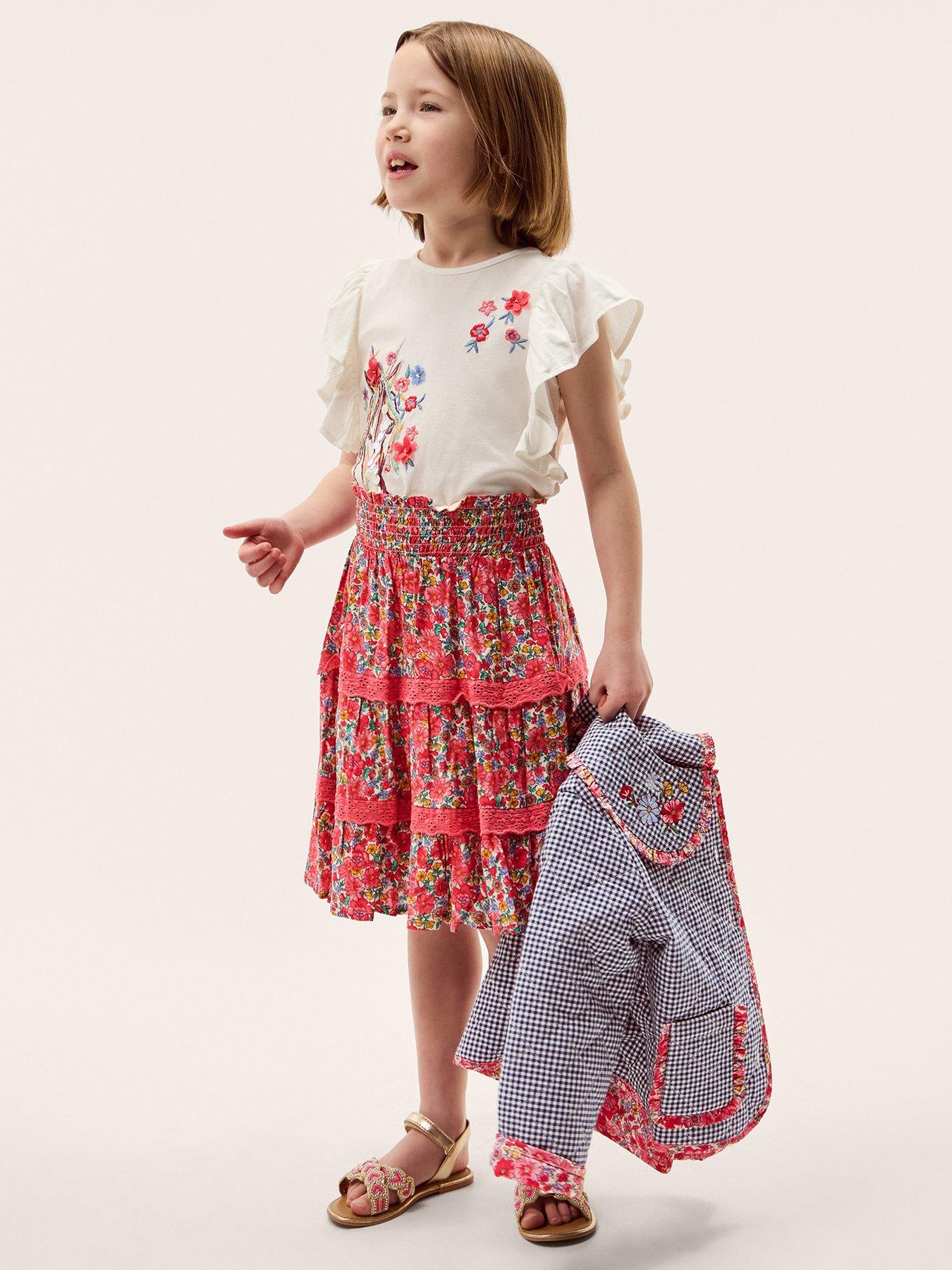 Monsoon Girls Treasure Trove Tierred Skirt - Pink