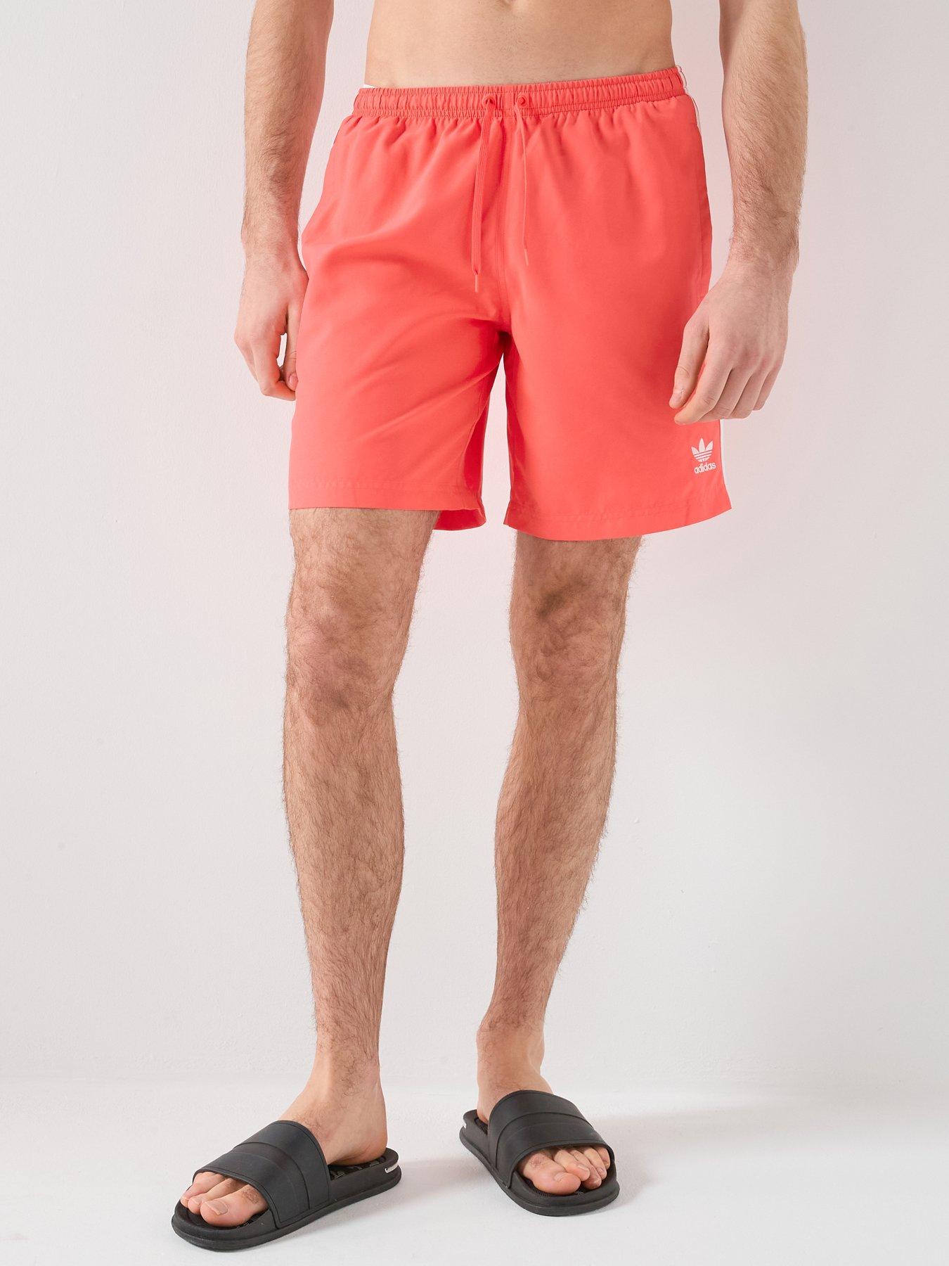 adidas Originals Men's Adicolor 3-Stripes 8-Inch Swim Shorts - Red