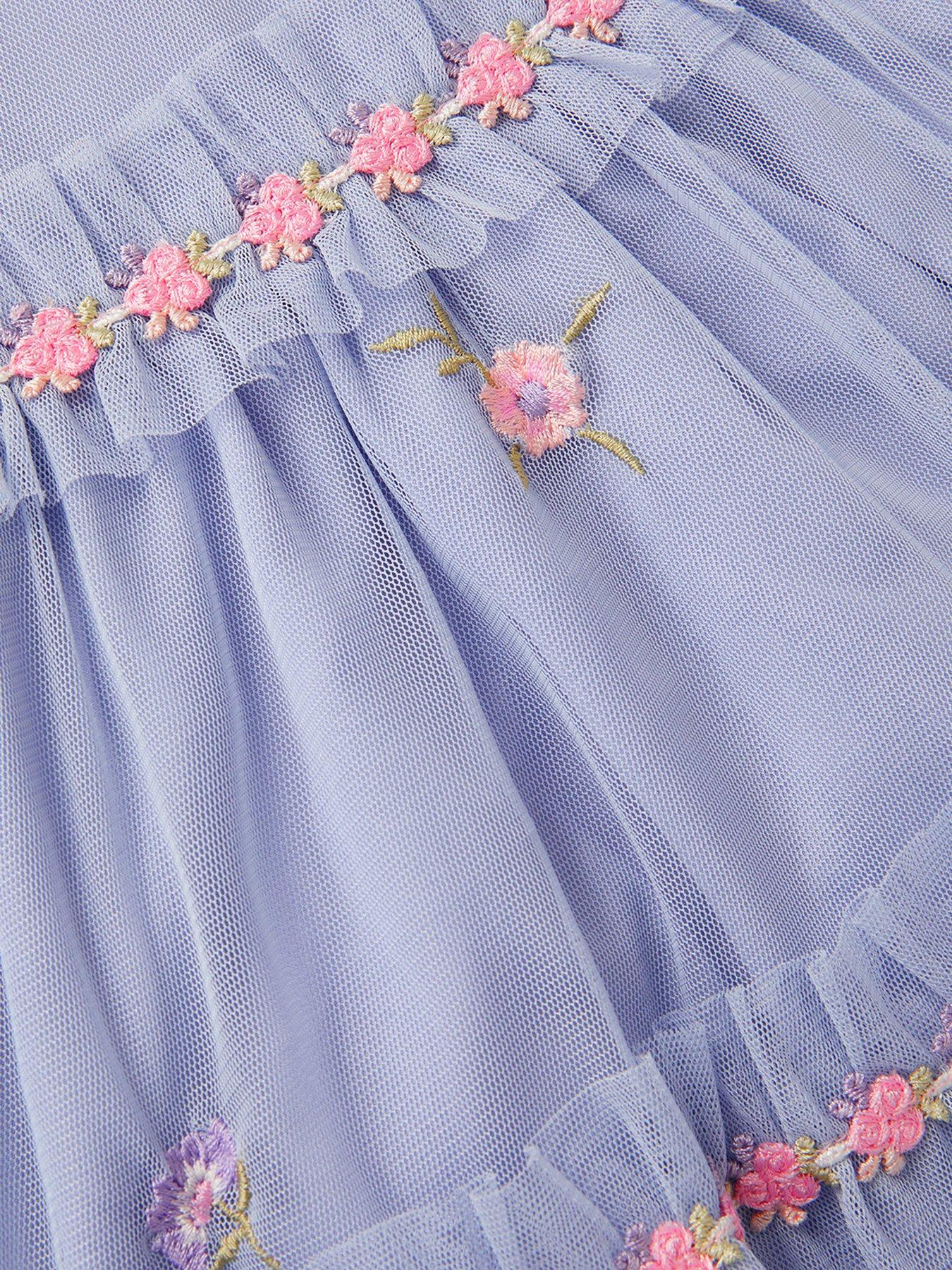 Image 4 of 4 of Monsoon Girls Mesh Tierred Dress - Blue