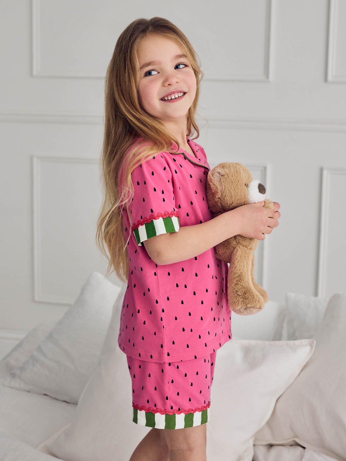 Image 2 of 7 of CHELSEA PEERS Kids Mini Me Watermelon Shorty Pyjamas - Pink
