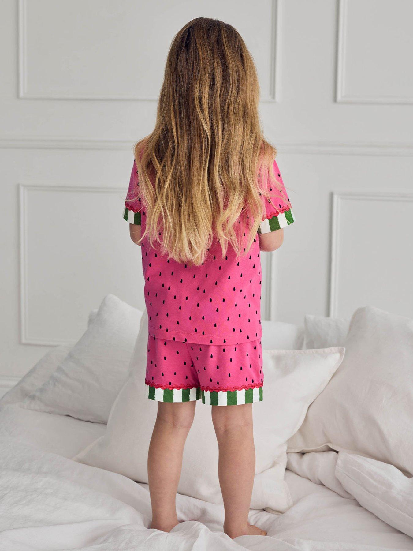 Image 3 of 7 of CHELSEA PEERS Kids Mini Me Watermelon Shorty Pyjamas - Pink