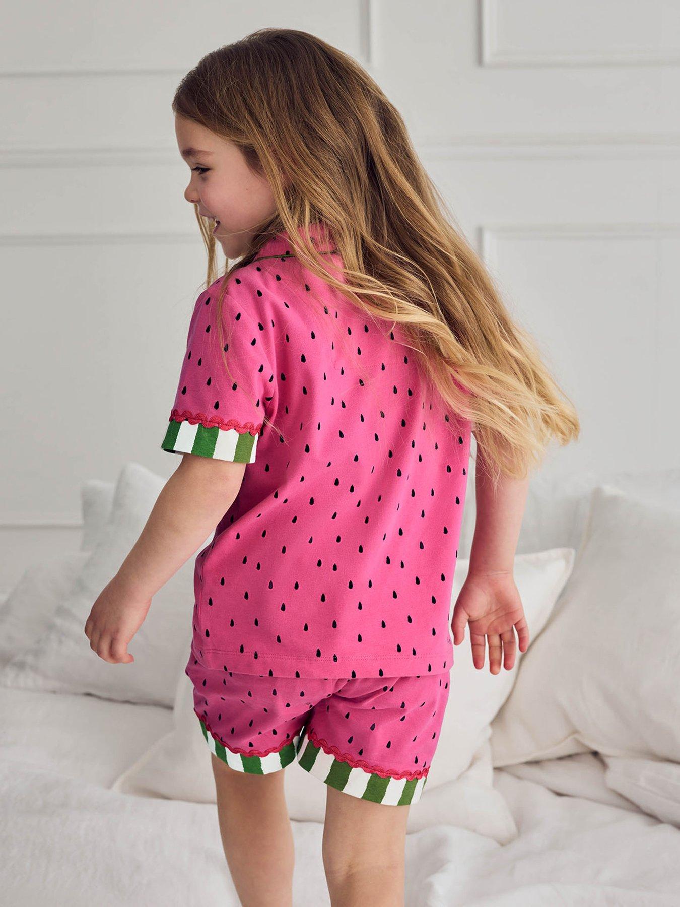 Image 4 of 7 of CHELSEA PEERS Kids Mini Me Watermelon Shorty Pyjamas - Pink