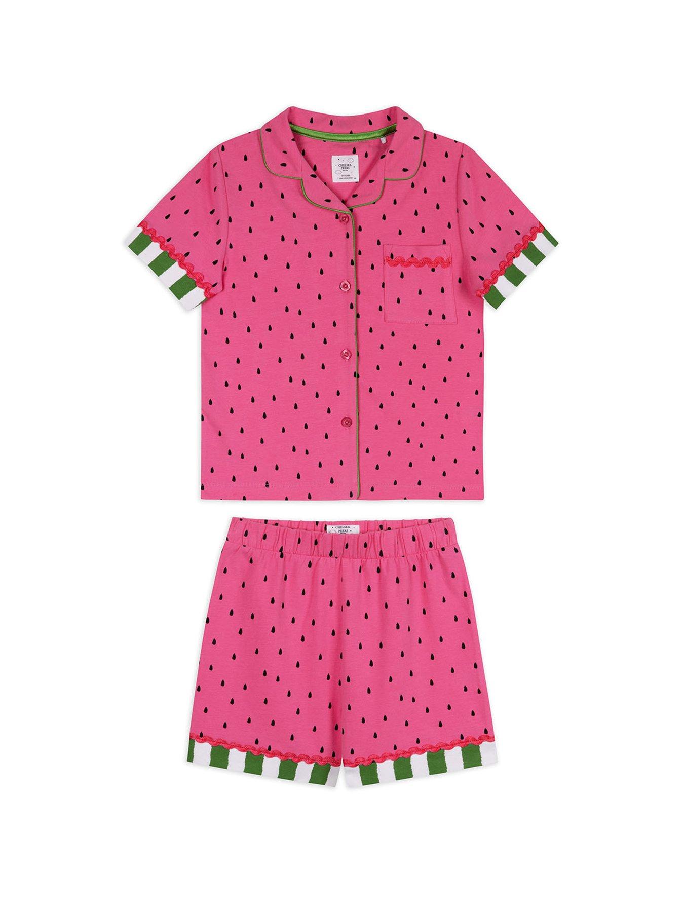 Image 5 of 7 of CHELSEA PEERS Kids Mini Me Watermelon Shorty Pyjamas - Pink