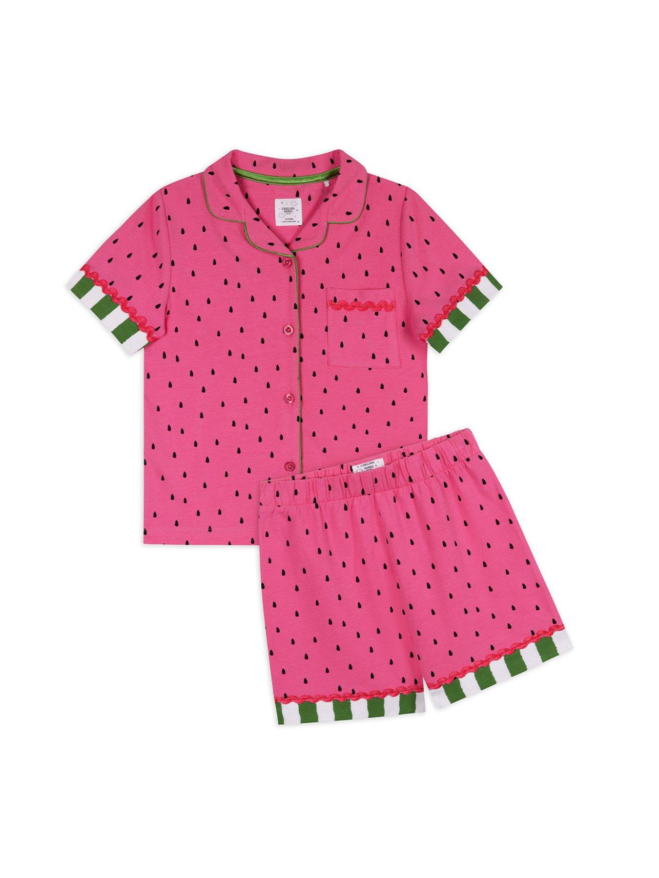 Image 6 of 7 of CHELSEA PEERS Kids Mini Me Watermelon Shorty Pyjamas - Pink