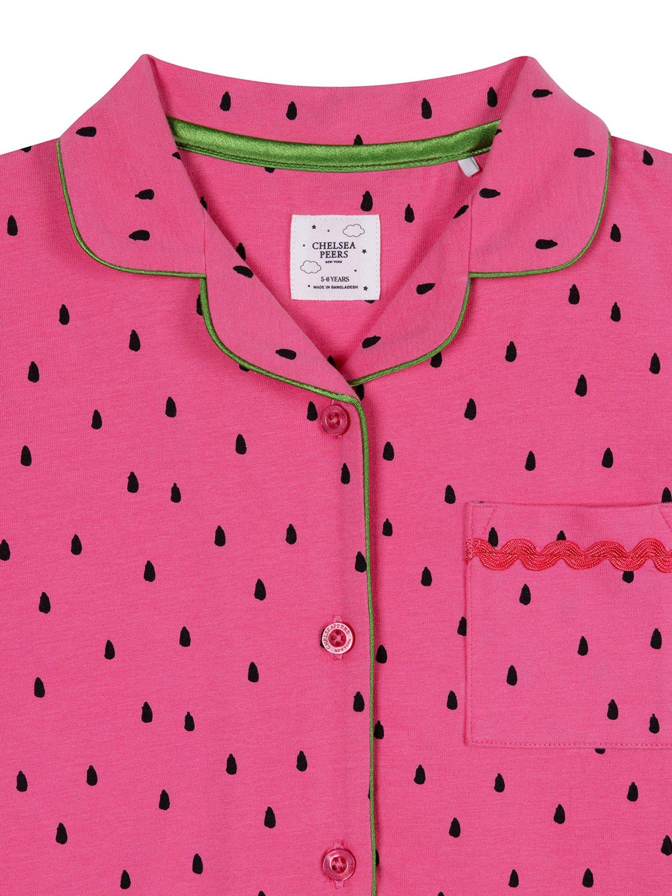 Image 7 of 7 of CHELSEA PEERS Kids Mini Me Watermelon Shorty Pyjamas - Pink