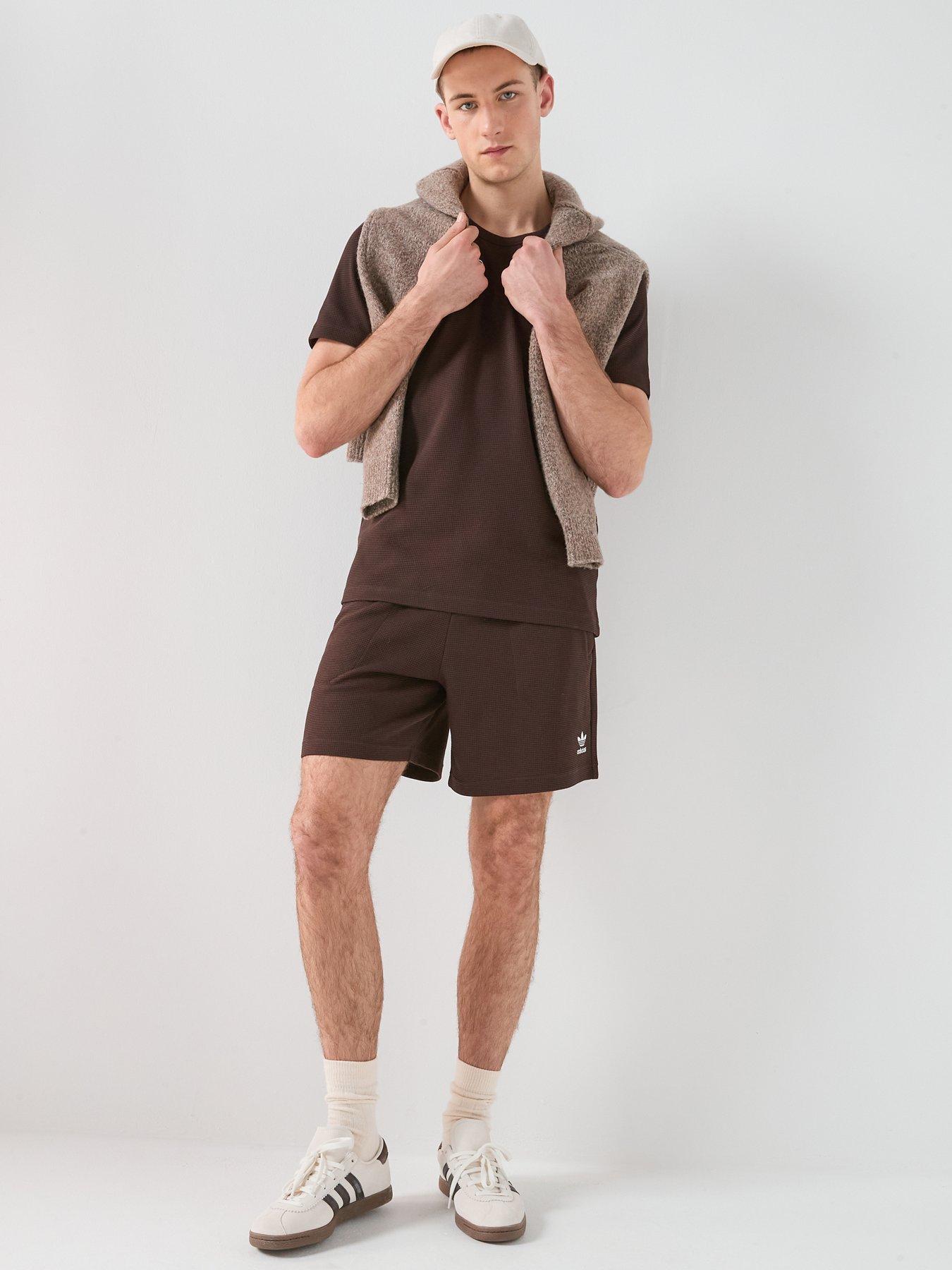 Image 3 of 4 of adidas Originals Men's Essentials Trefoil Waffle Shorts - Brown