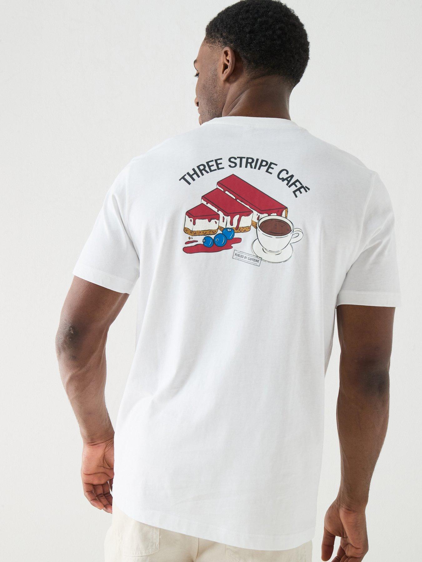 adidas Sportswear Men's Coffee Cafe Cheesecake Graphic T-Shirt - White