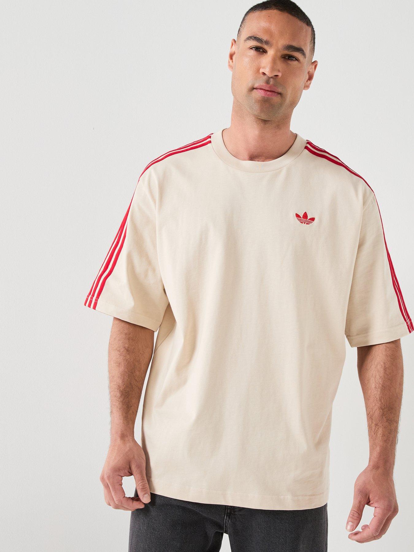adidas Originals Mens 3 Stripe T-Shirt - Beige