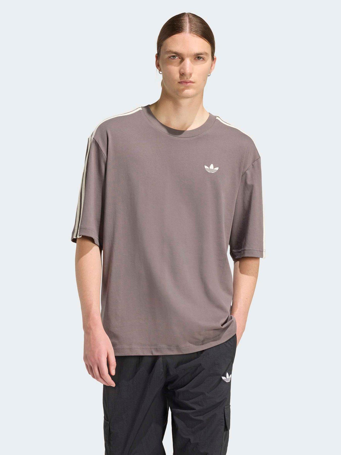 adidas Originals Mens 3 Stripe T-Shirt - Brown