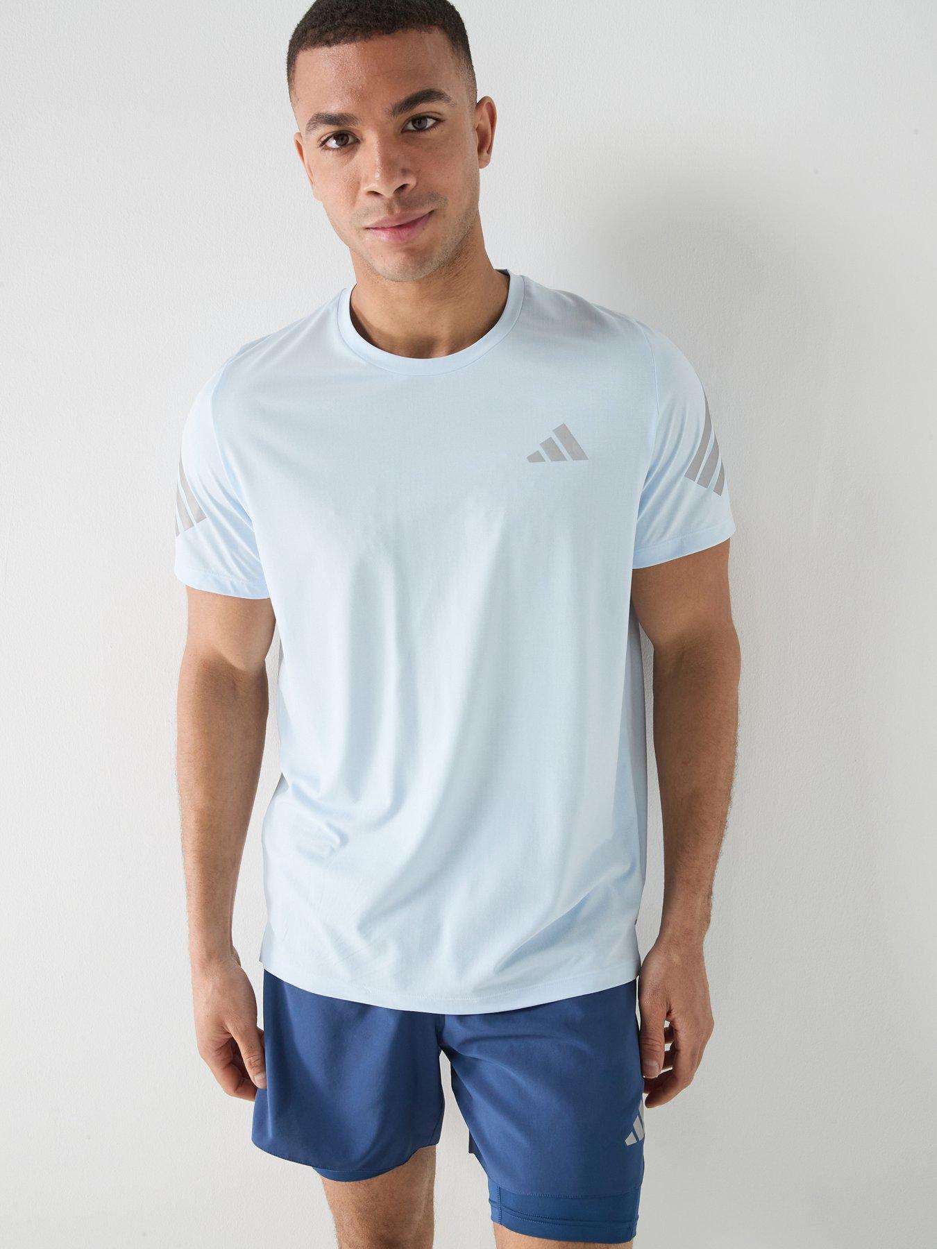 adidas Mens Running Adi365 Iconic Stripes T-Shirt - Blue