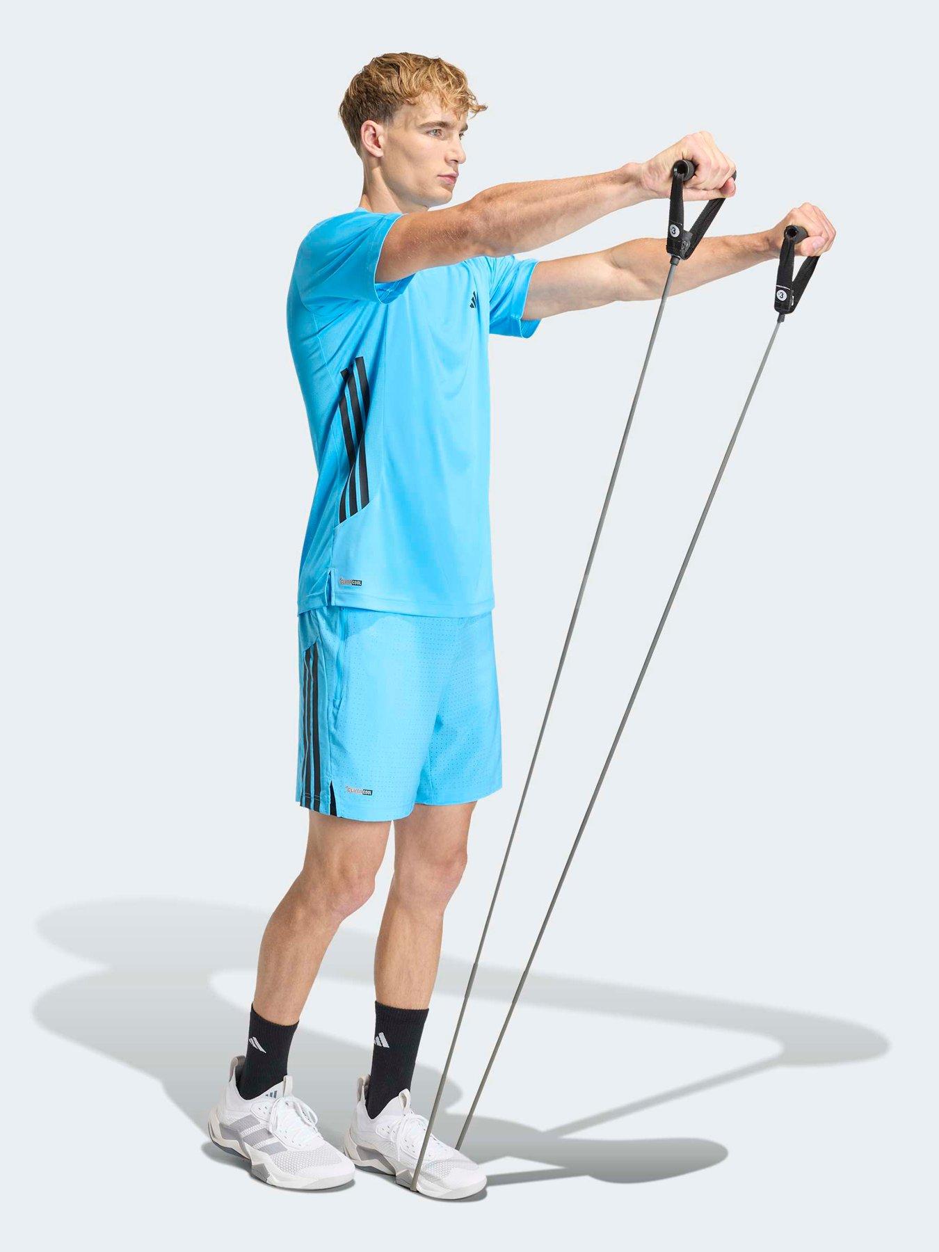 Image 3 of 5 of adidas Mens Training Tech 3 Stripe Tee - Blue
