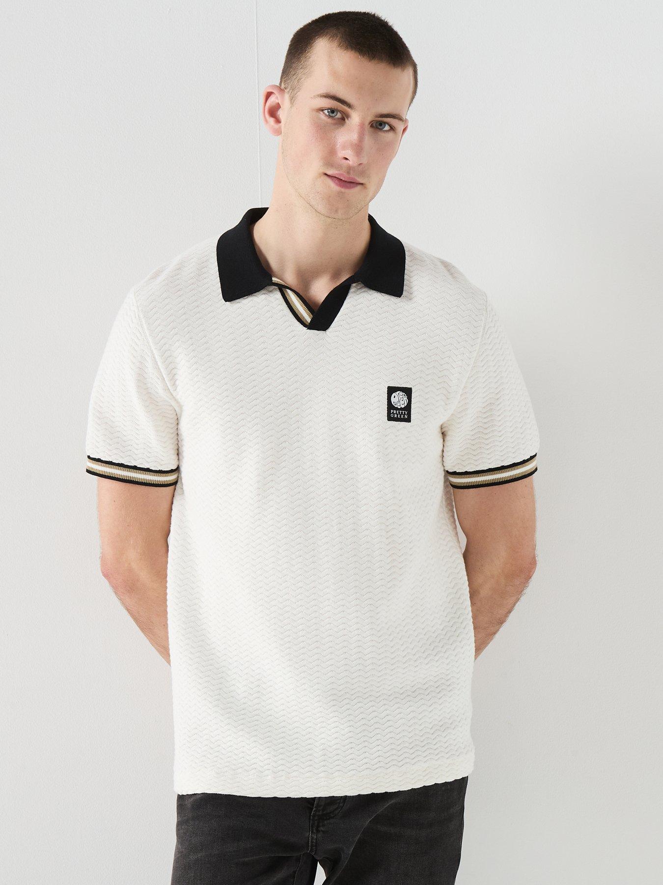 Pretty Green Pretty Green Stratosphere Knitted Polo Shirt - White
