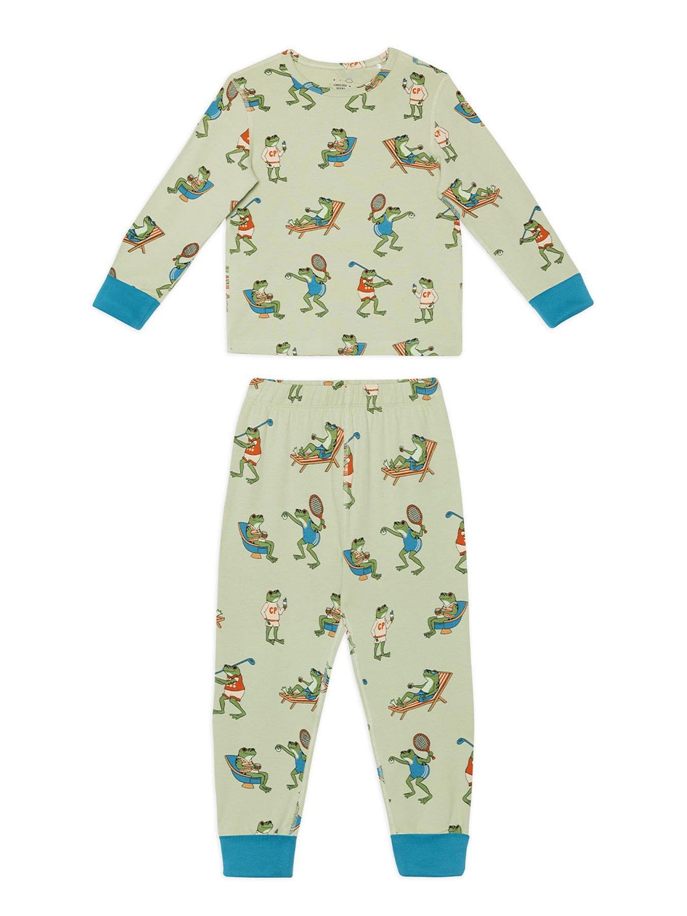 CHELSEA PEERS Kids Frog Print Pyjamas - Khaki