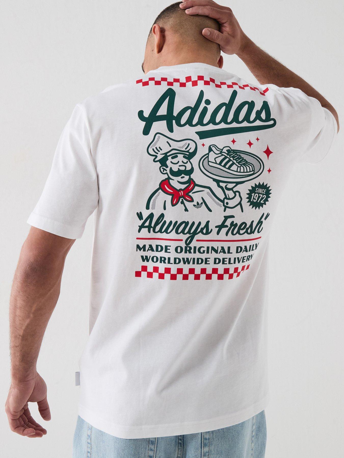 adidas Originals Men's Loose Pizza Graphic Tee - White