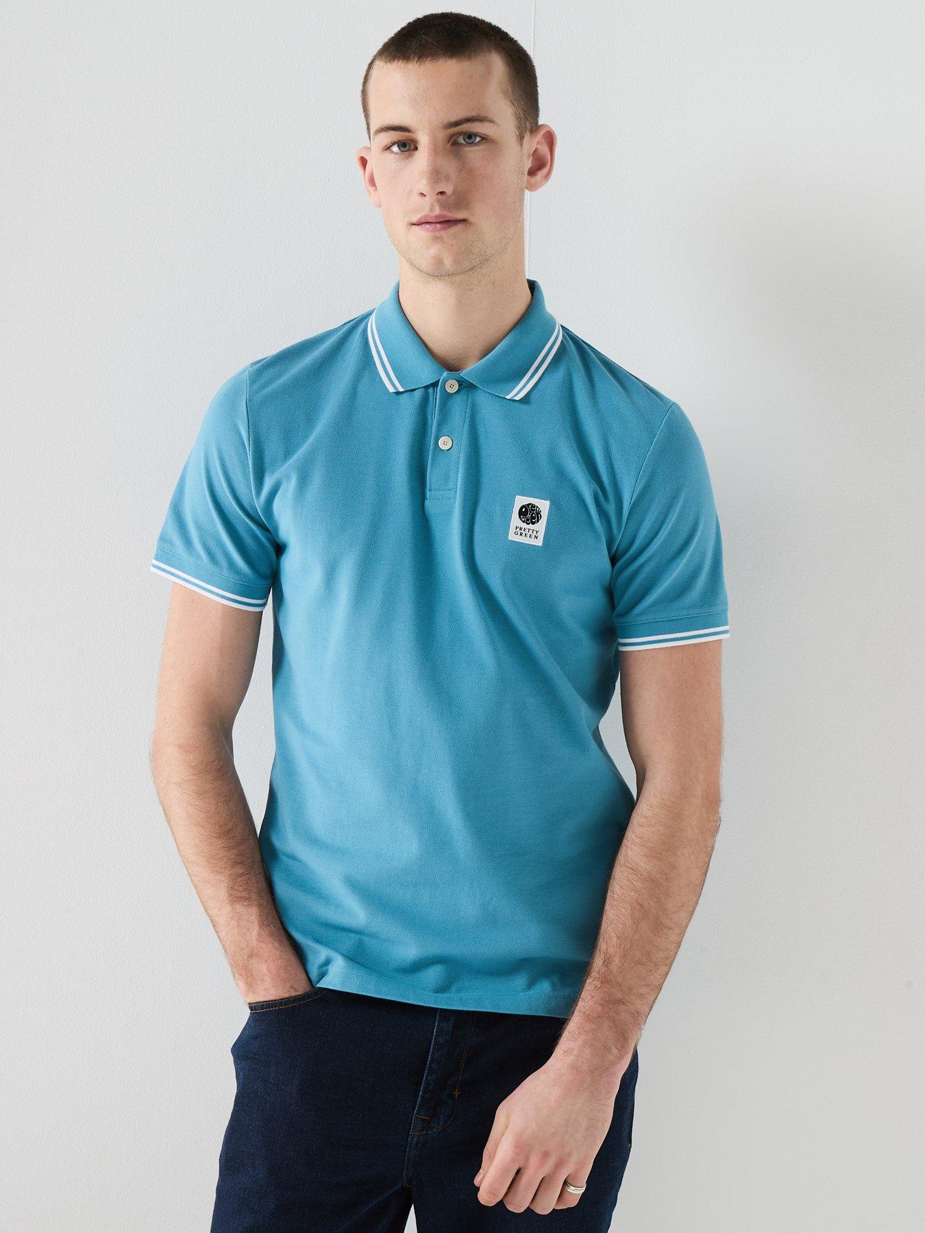Pretty Green Pretty Green Rayner Short Sleeve Tipped Polo Shirt - Blue